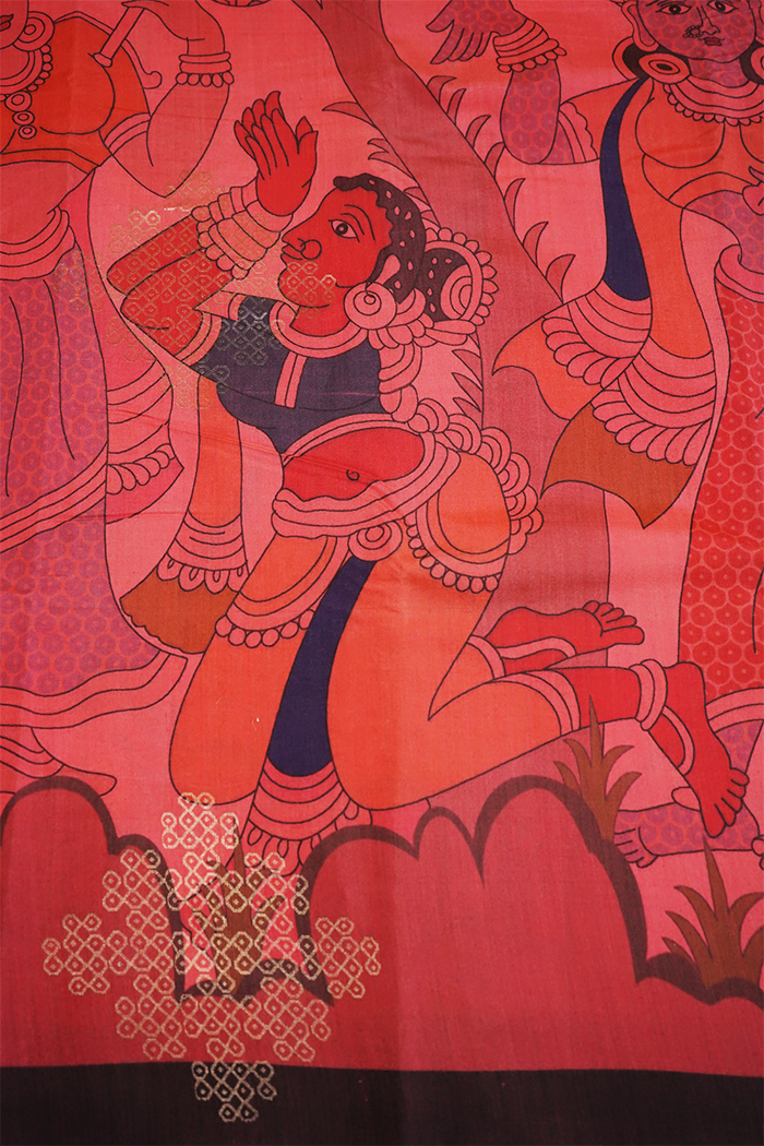 PASTEL RED WOODY BROWN KANCHIVARAM SILK SAREE - Queens Jewel Emporium