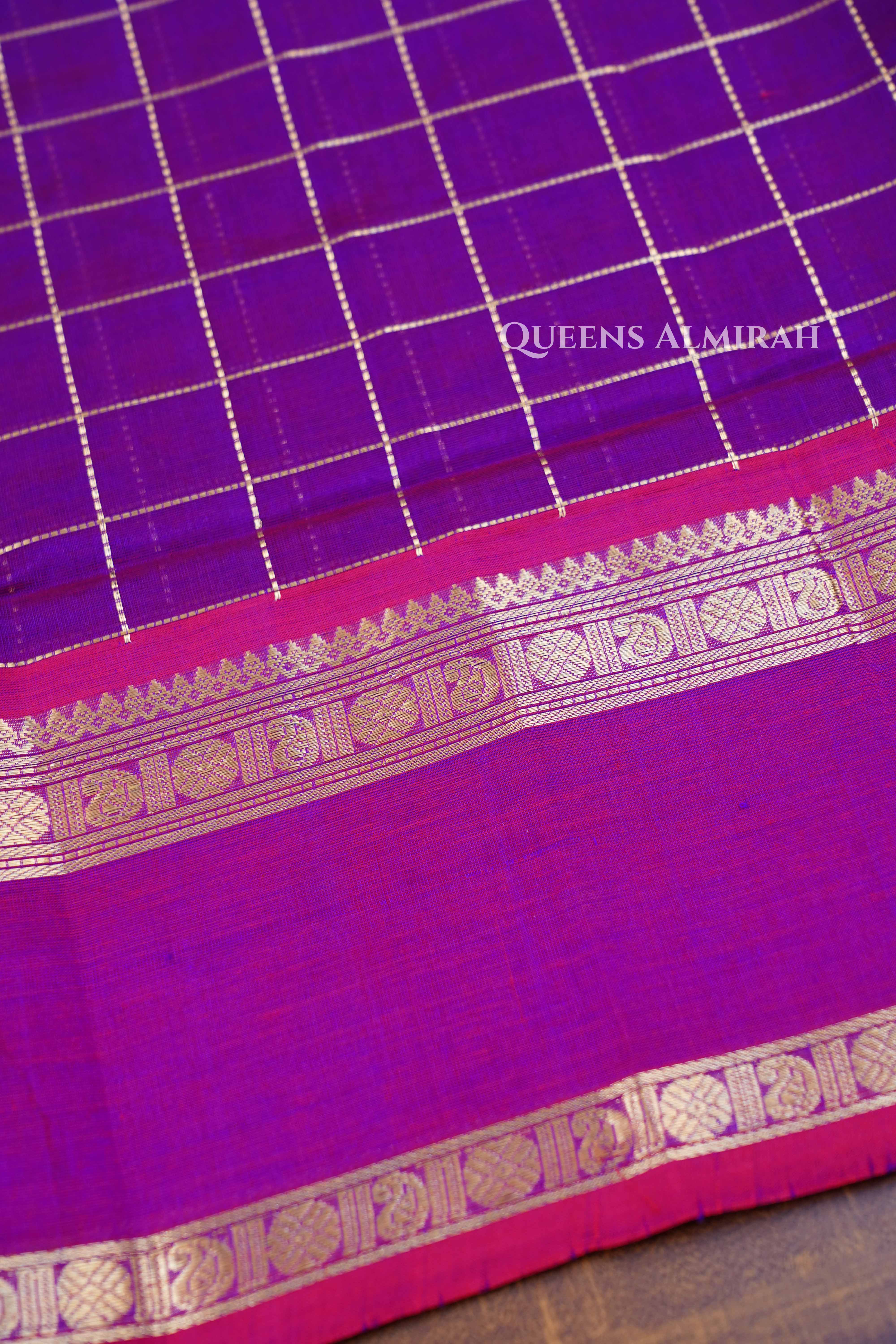 Vadamalli Purple Karaikudi Chettinad Silk Cotton Saree