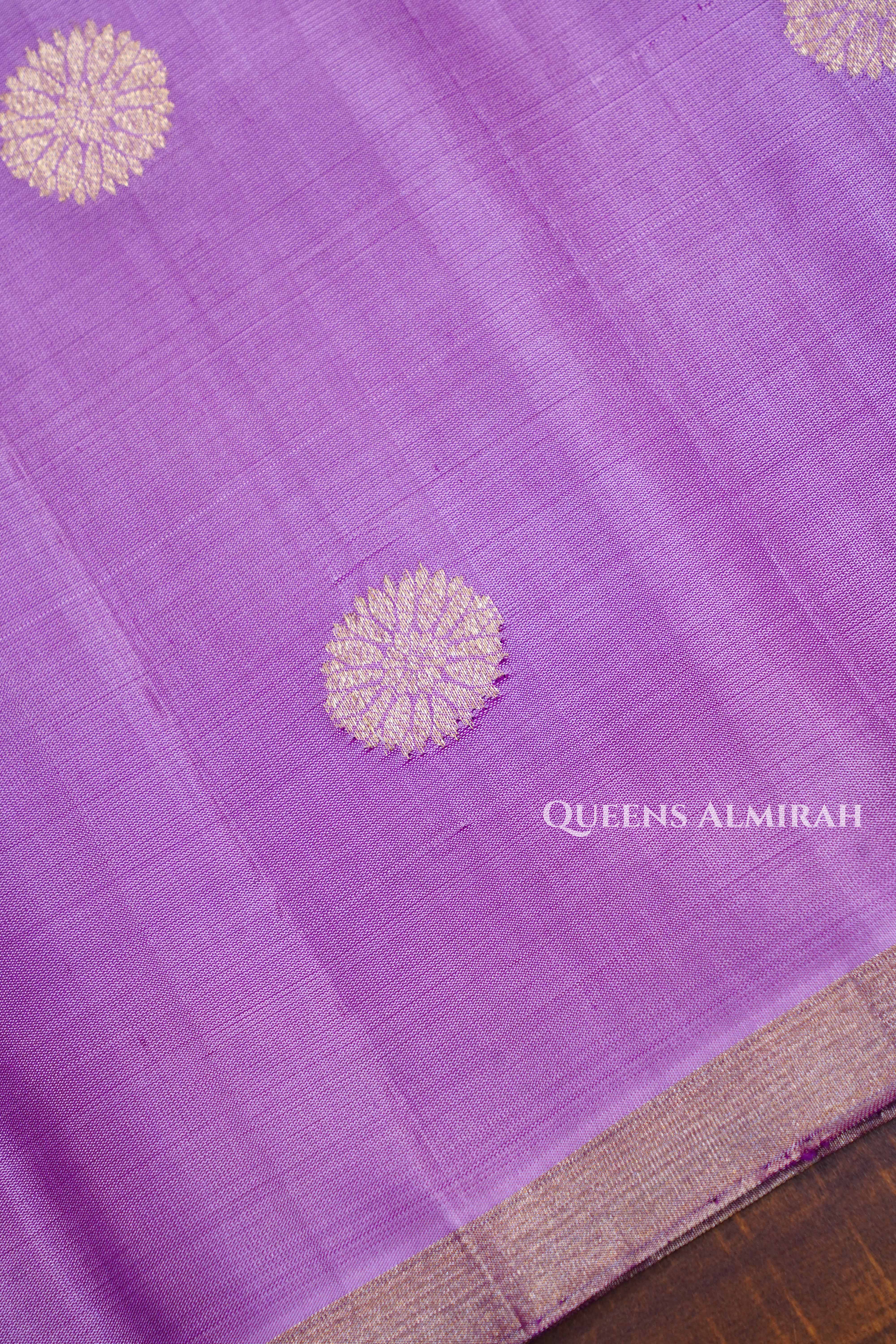 Lilac Pink Pure Soft Silk Saree