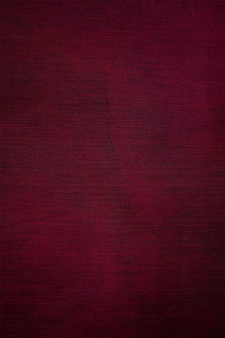 PLAIN MAROON SAREE WITH GANGA JAMUNA BORDER KANCHI COTTON - Queens Jewel Emporium