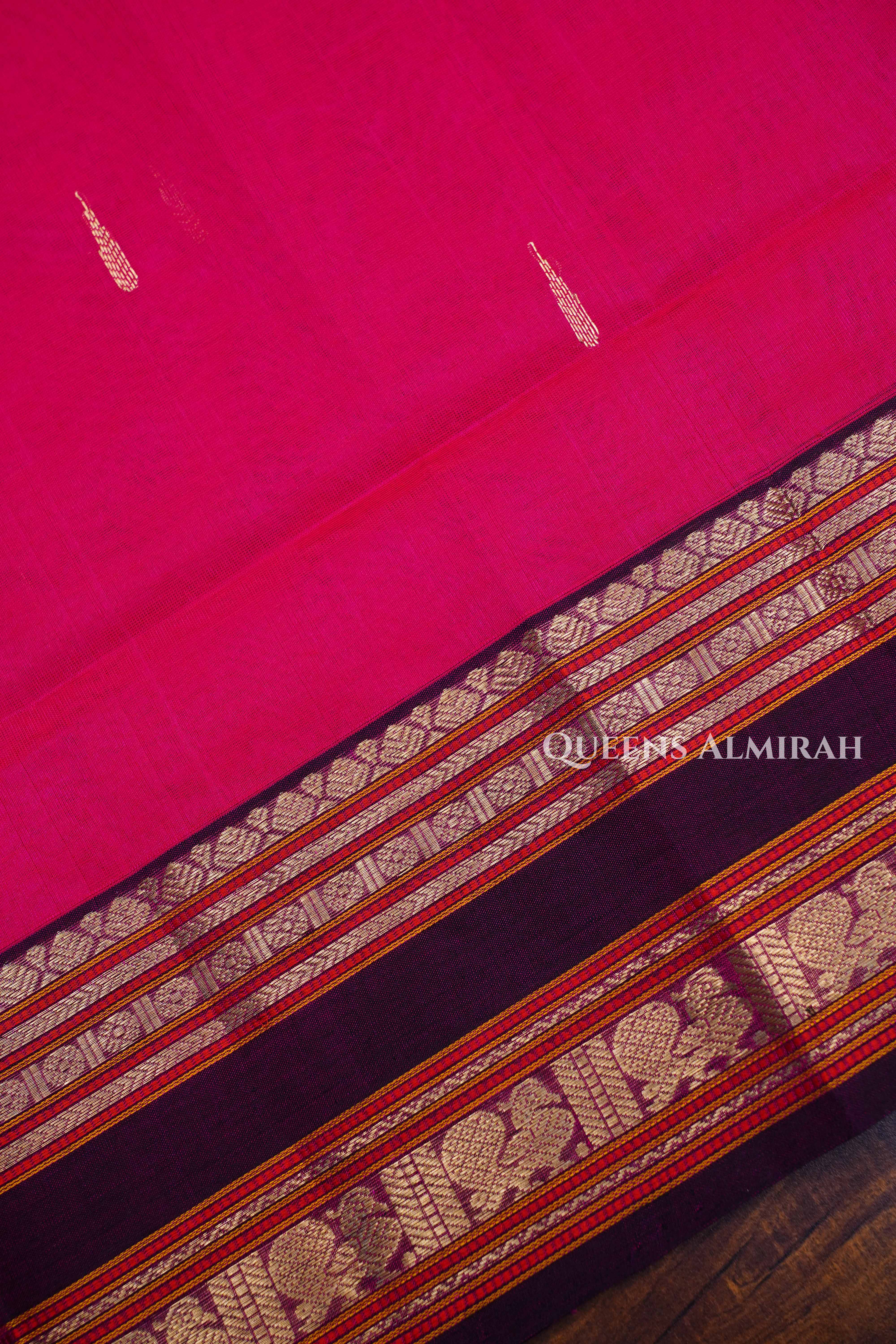 Magenta Pink-Karaikudi Chettinad Silk Cotton Saree