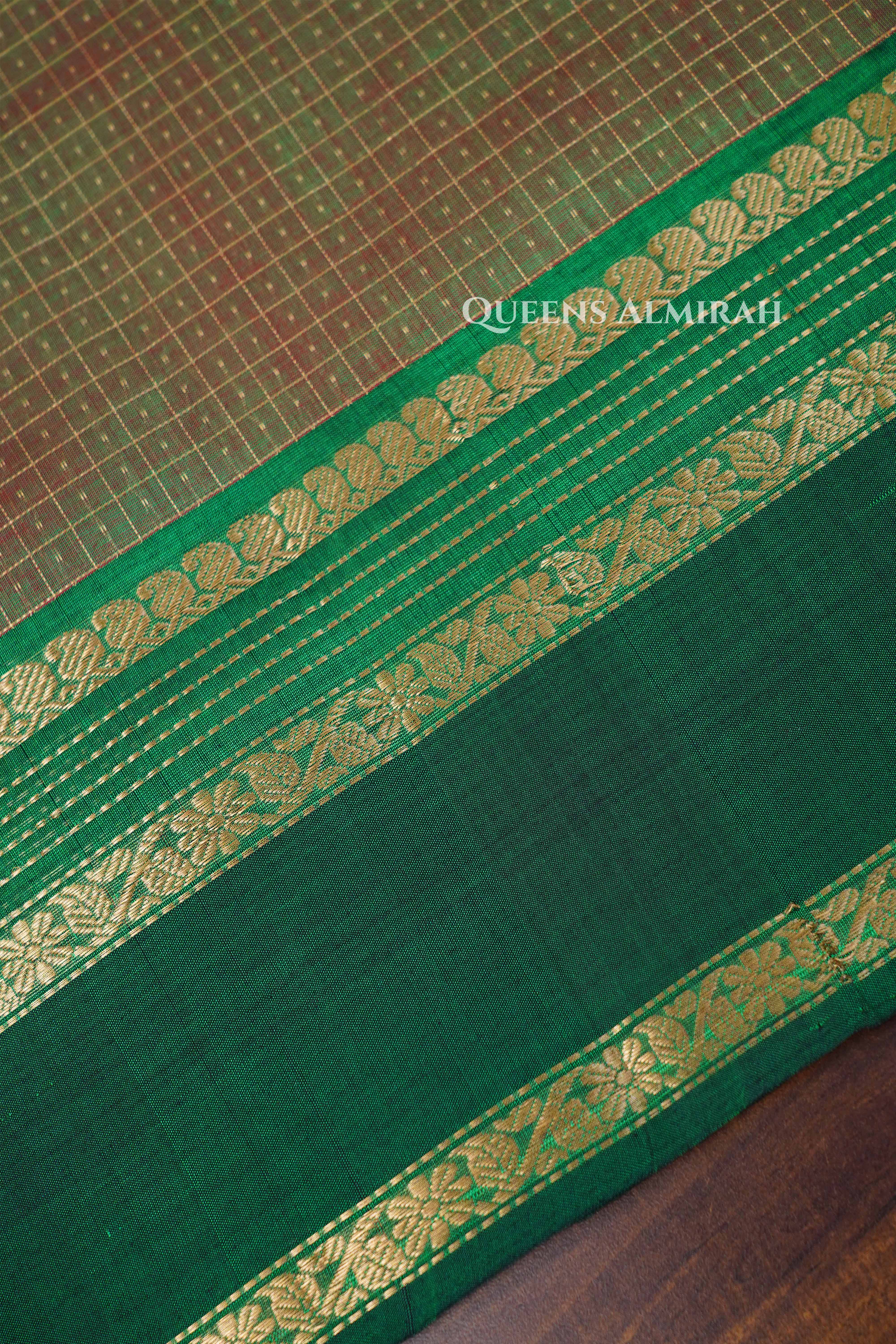 Dual Shade Of Green 1-Karaikudi Chettinad Silk Cotton Saree
