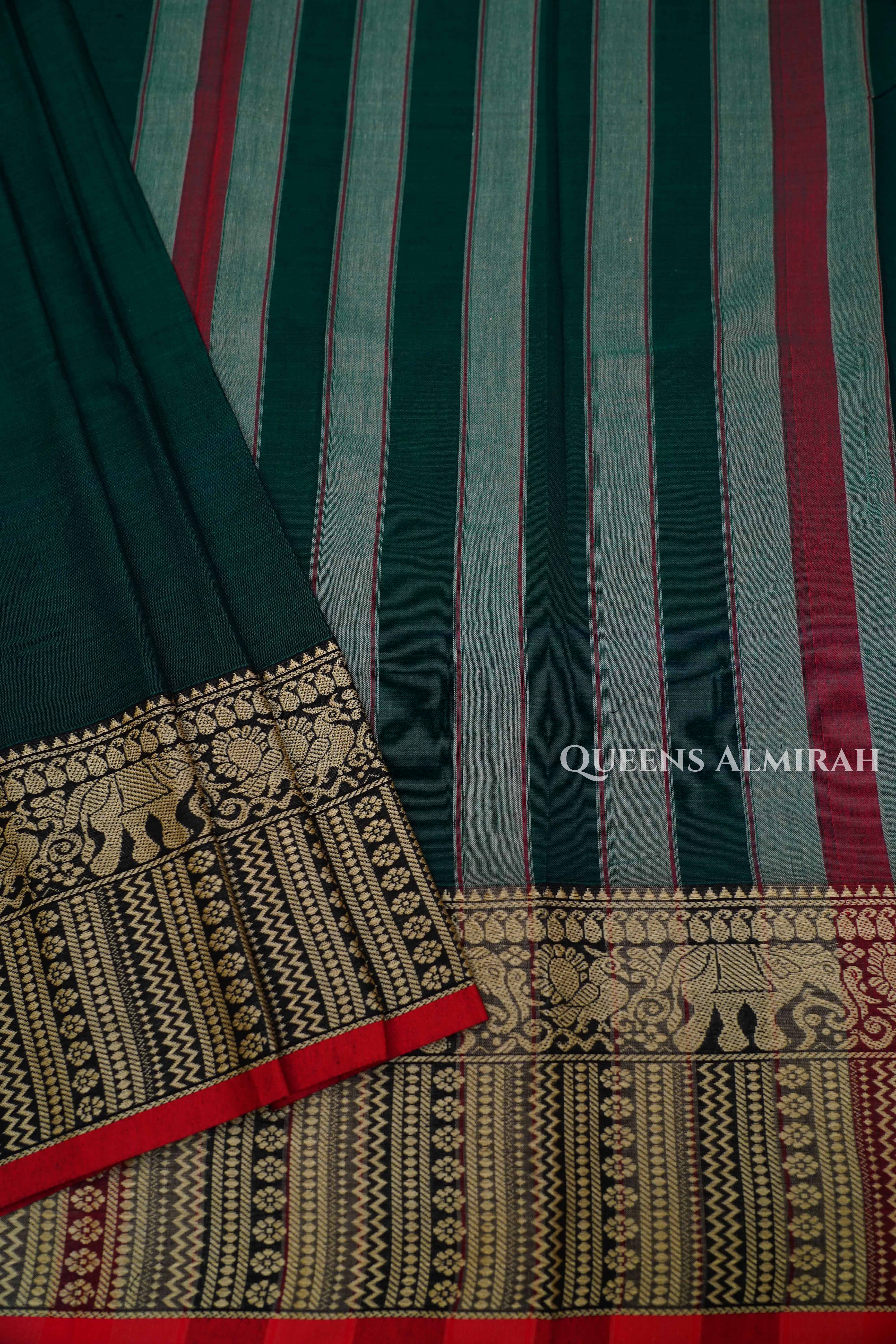 Green  Narayanpet Cotton Saree