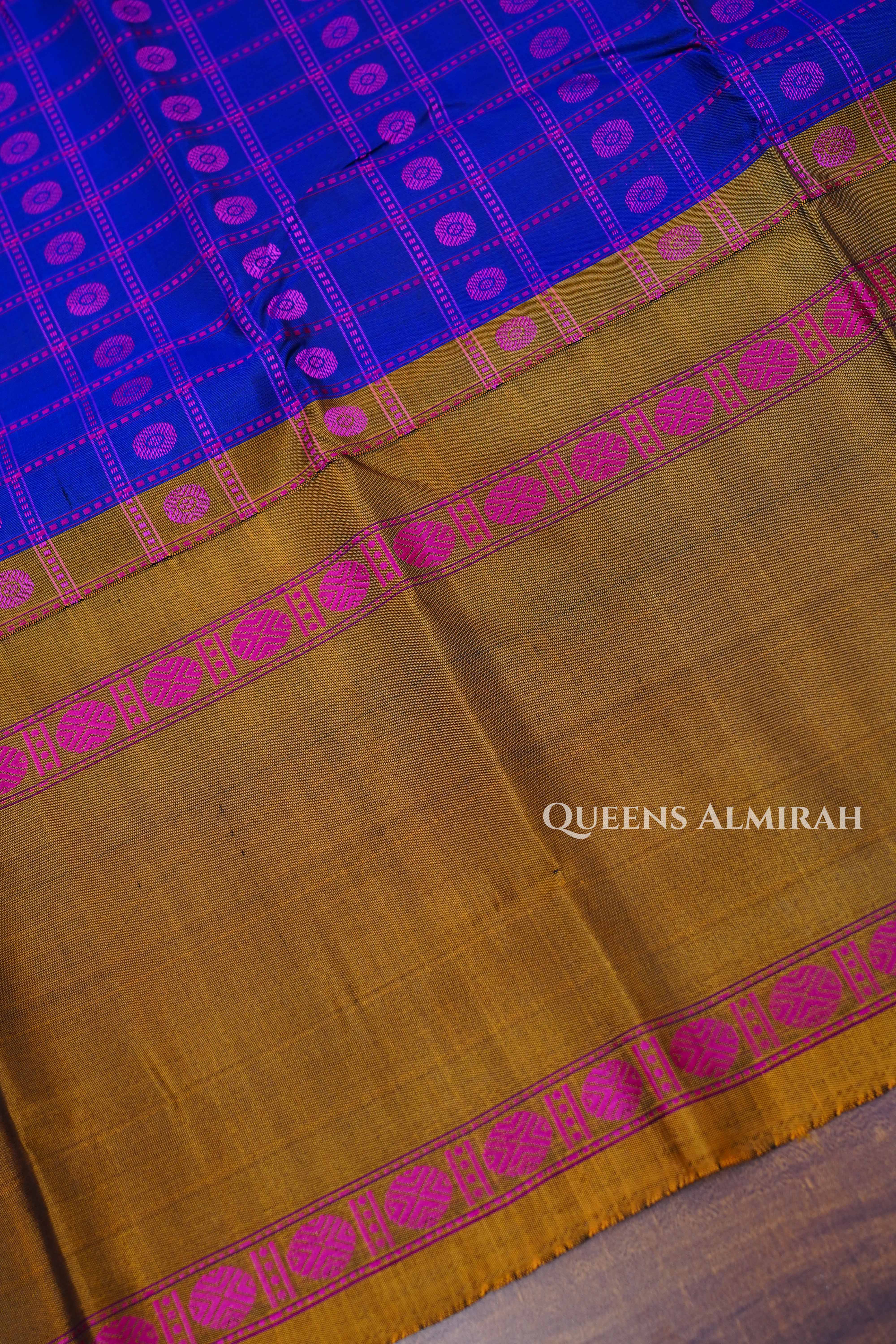 Ink Blue With Mehandhi Green Pure Kanchivaram Silk Saree