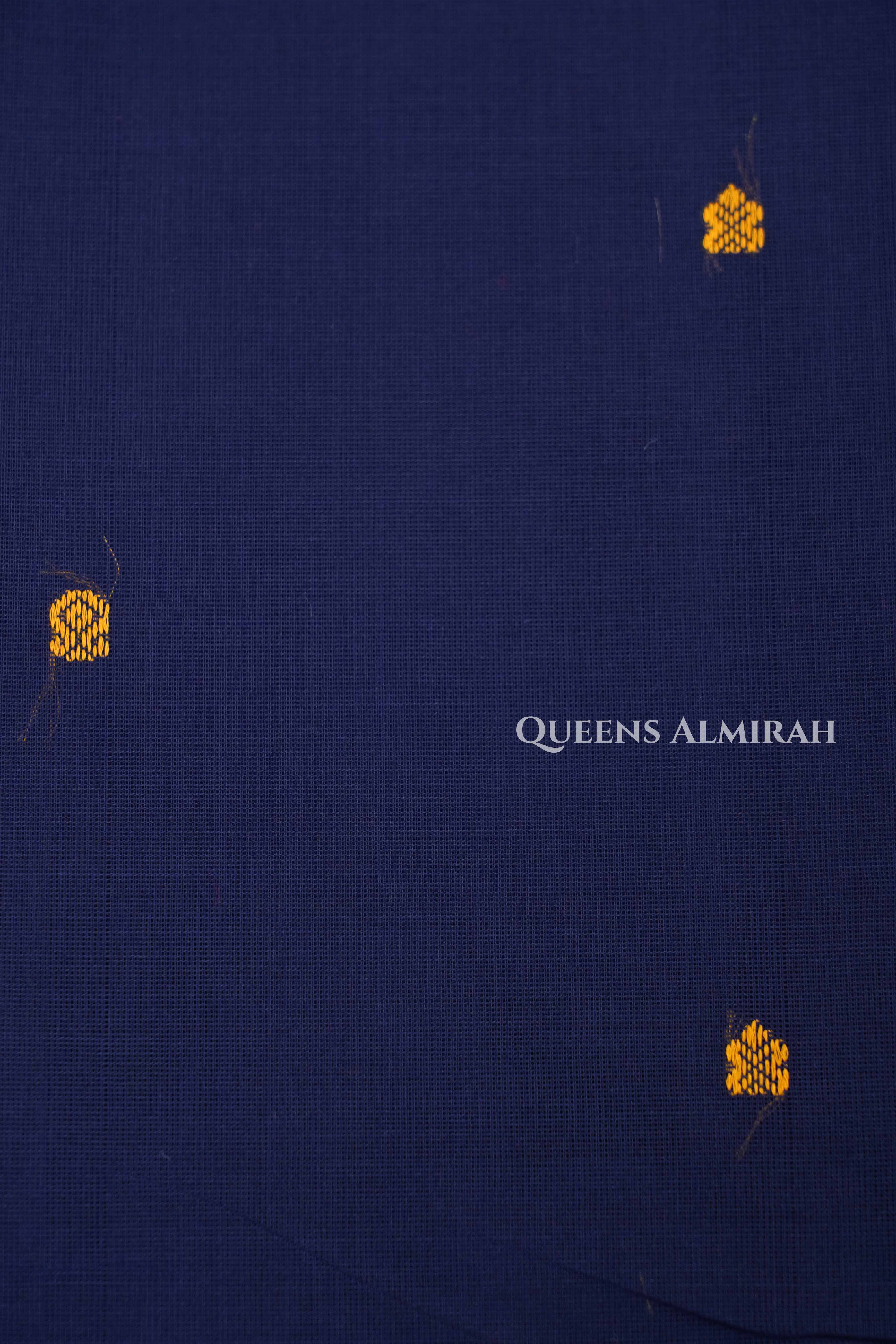 Dark Navy With Red Kanchi Cotton Saree