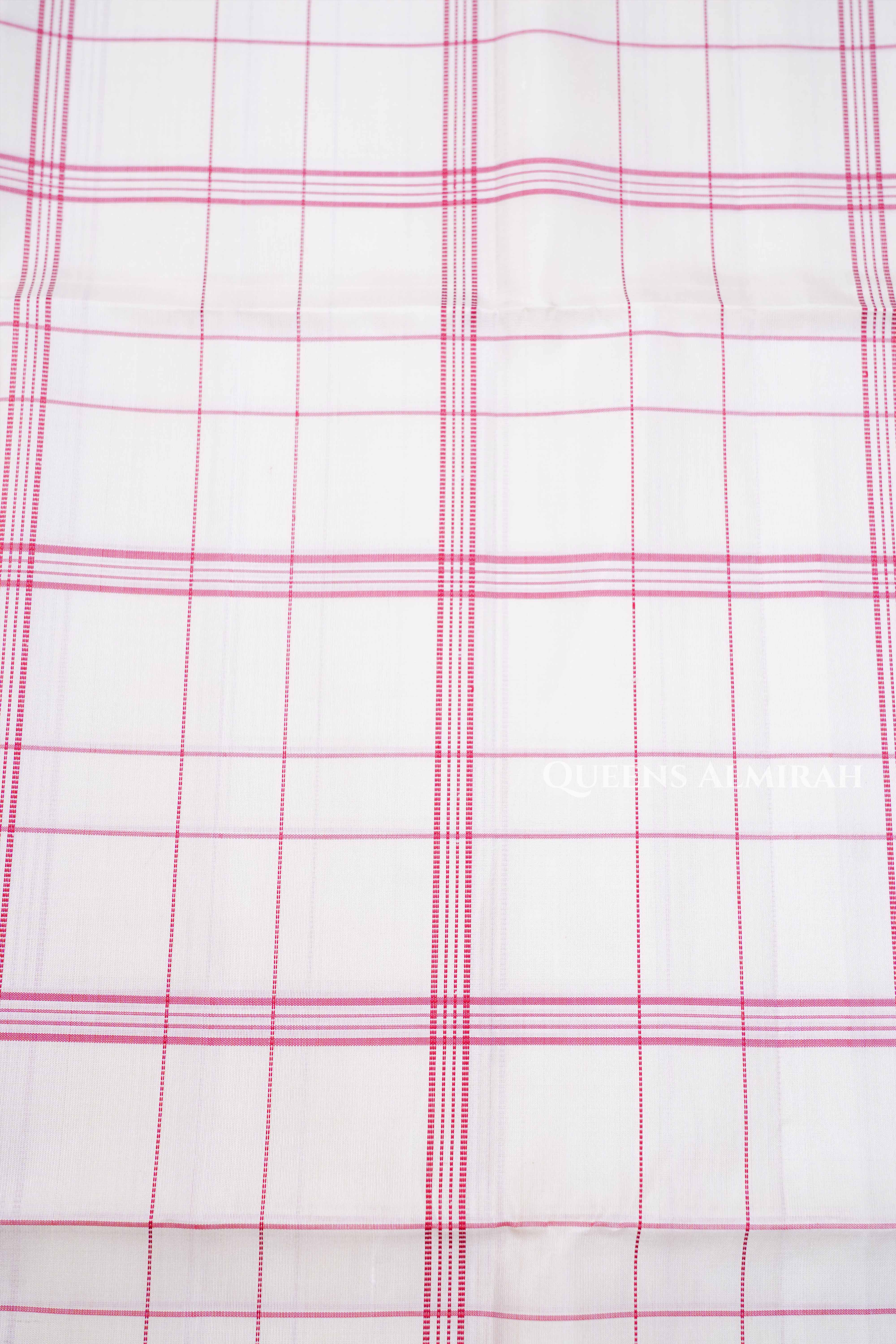 Milk White With Red Pure Soft Silk Saree