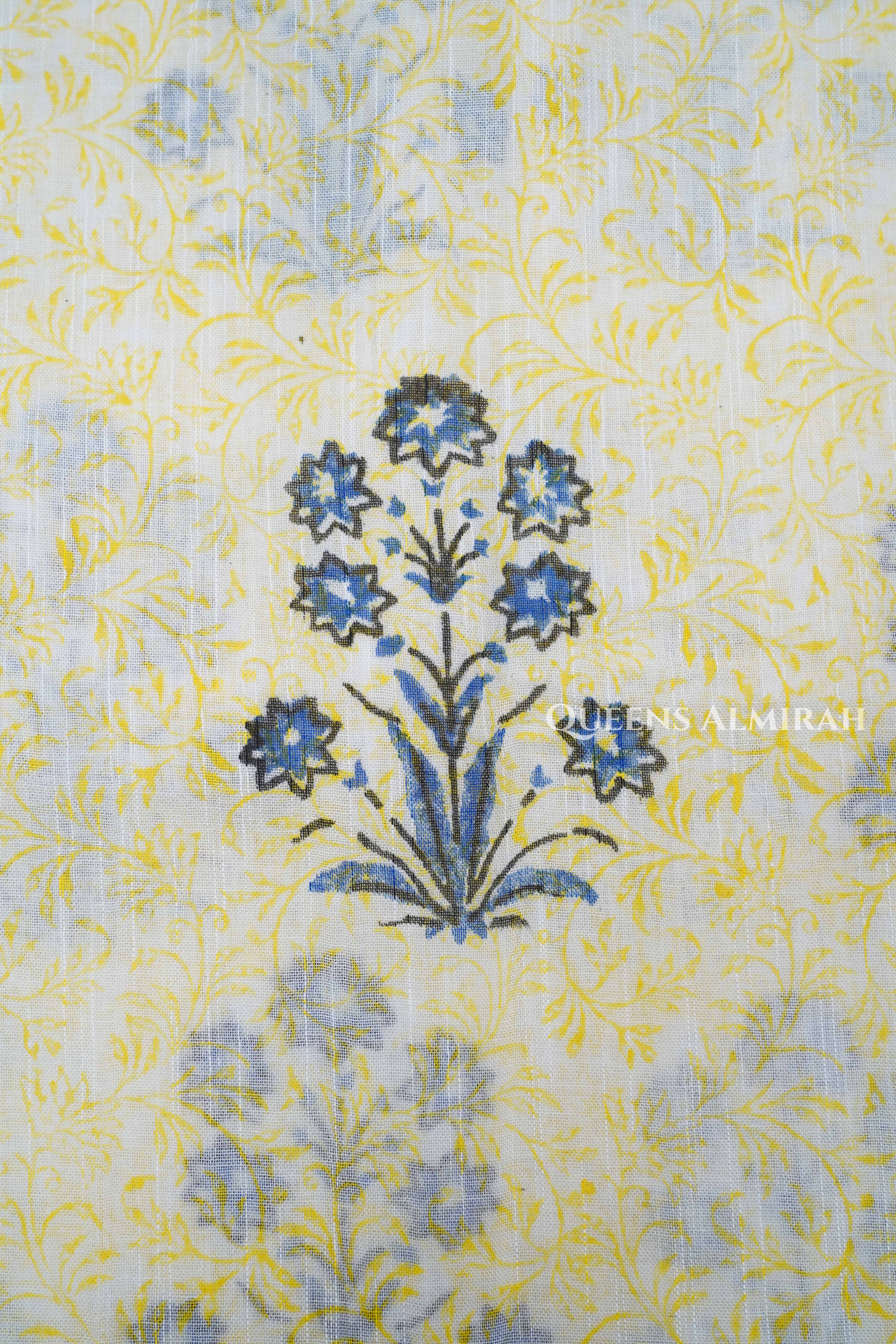 Yellow Linen Cotton Saree