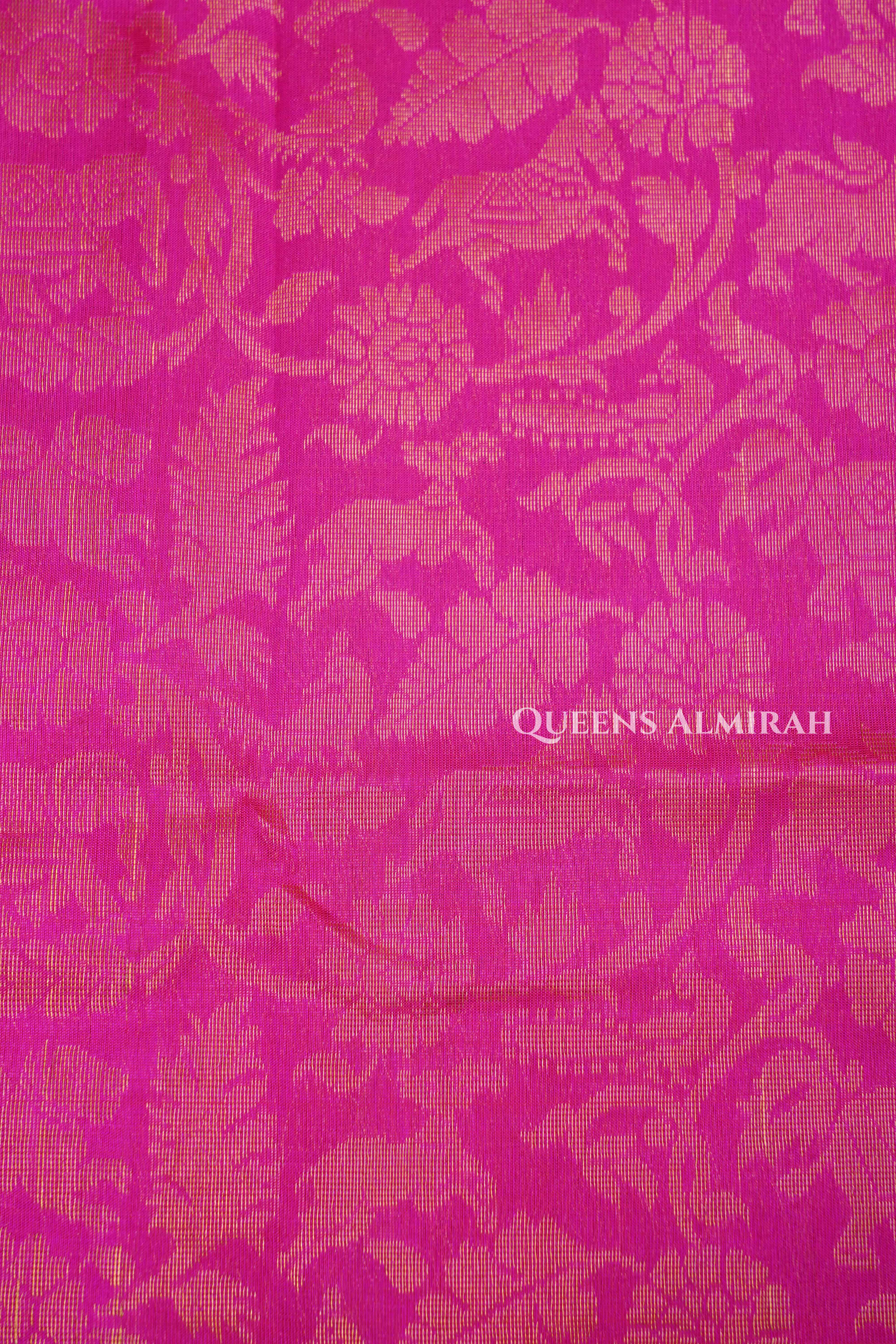 Dragon Fruit Pink With Purple Vanasingaram Pure Kanchi Silk Cotton Saree