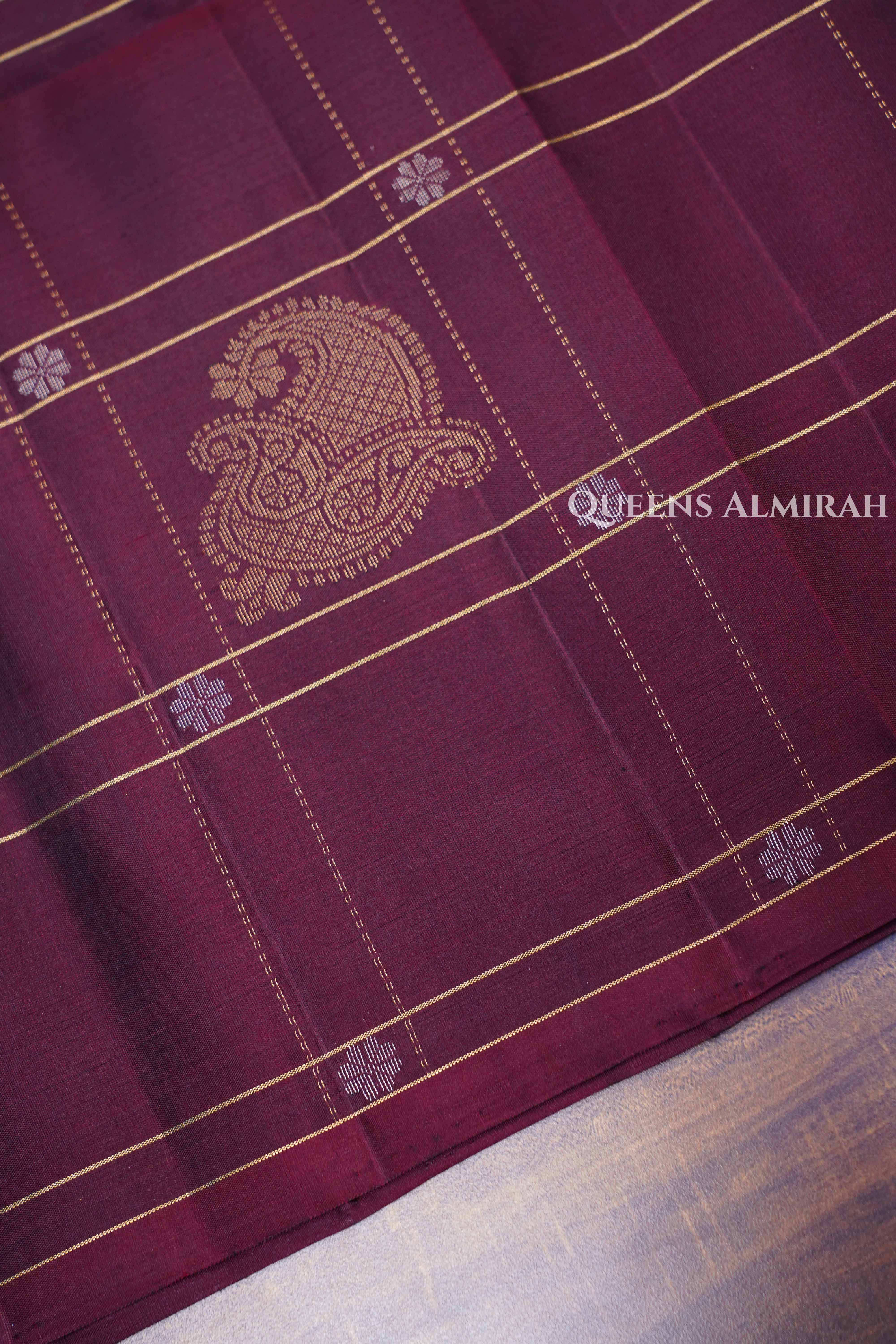 Wine Berry Pure Soft Silk Saree