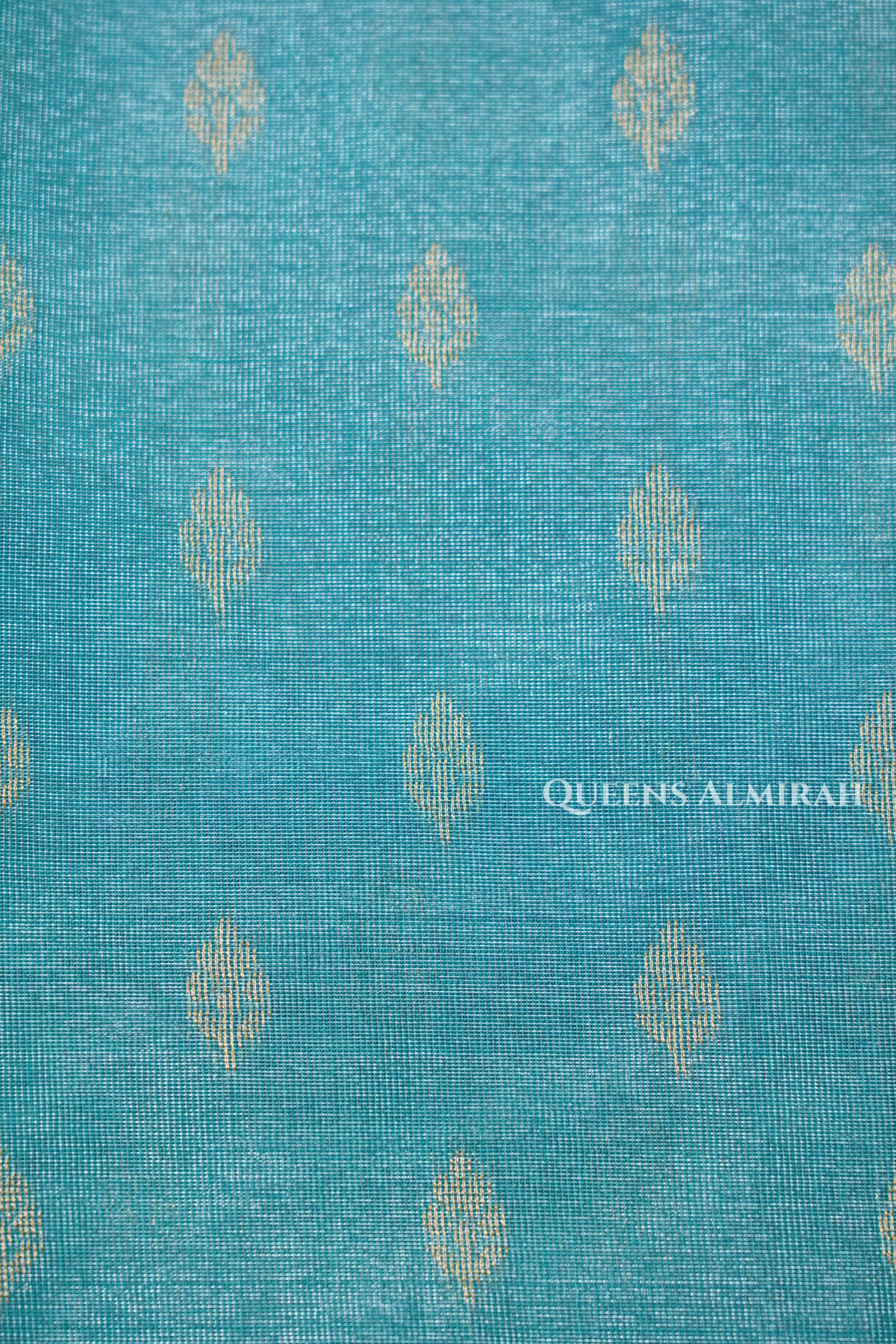 Ice Blue With Red Tissue Silk Cotton Saree