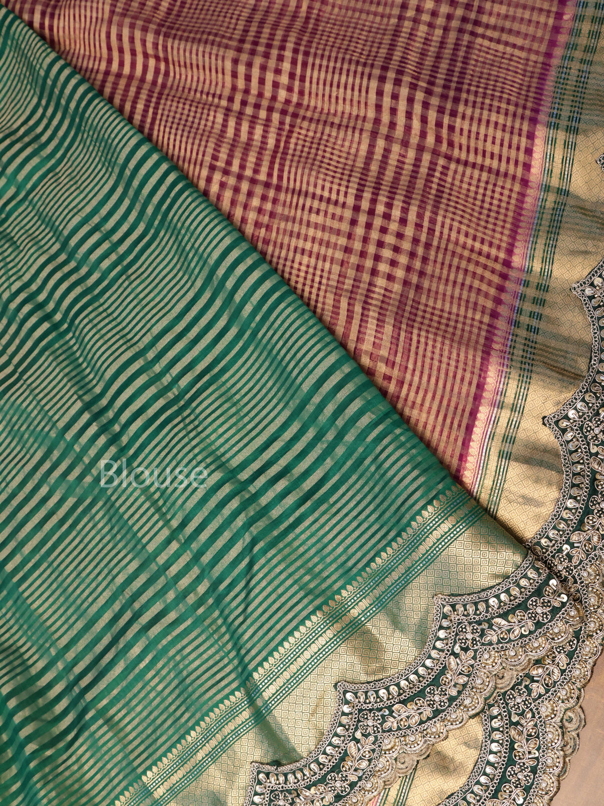 Purple With Green Radhe Leela Pure Chanderi Designer Silk Saree