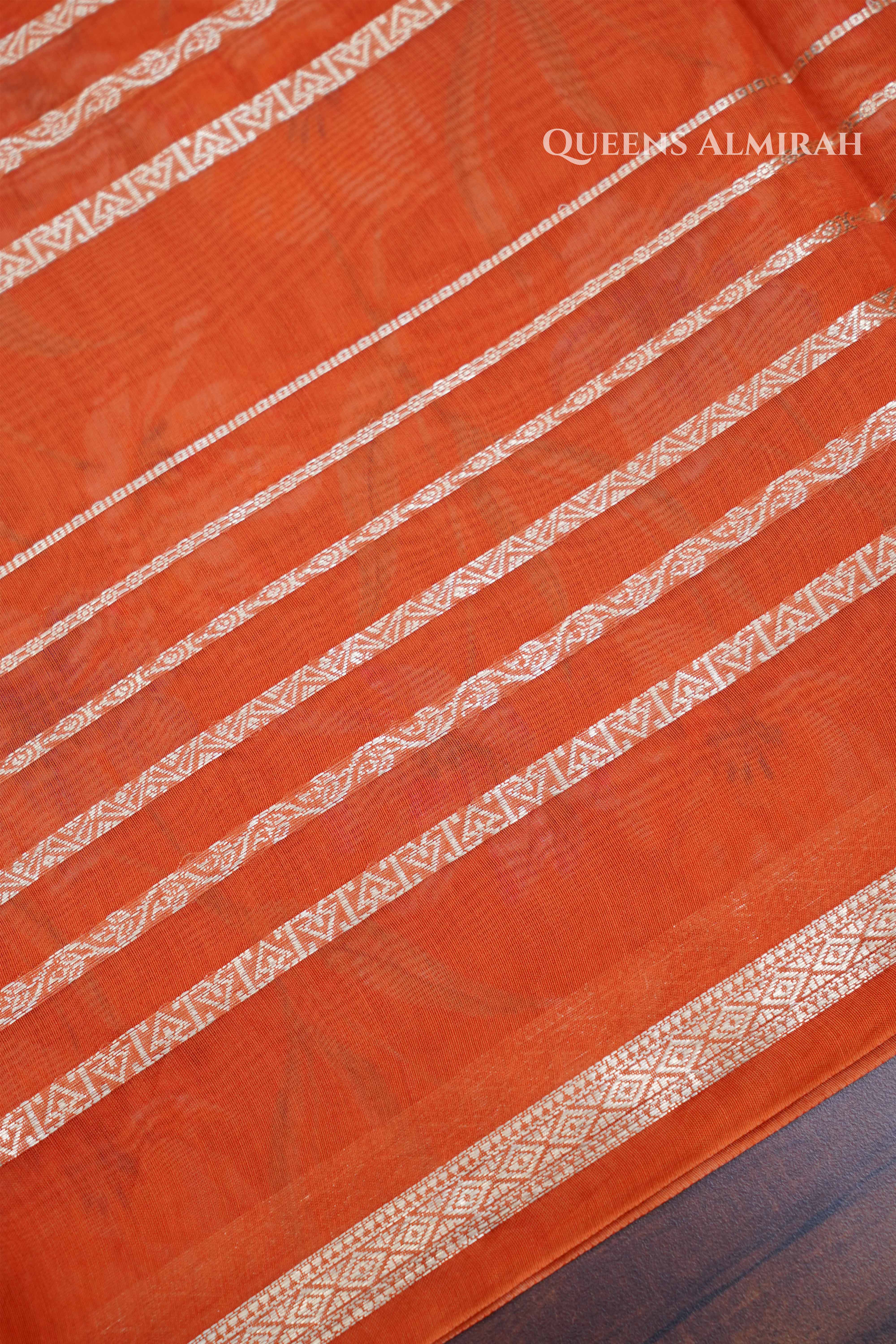 Pumpkin Orange Chanderi Silk Cotton Saree