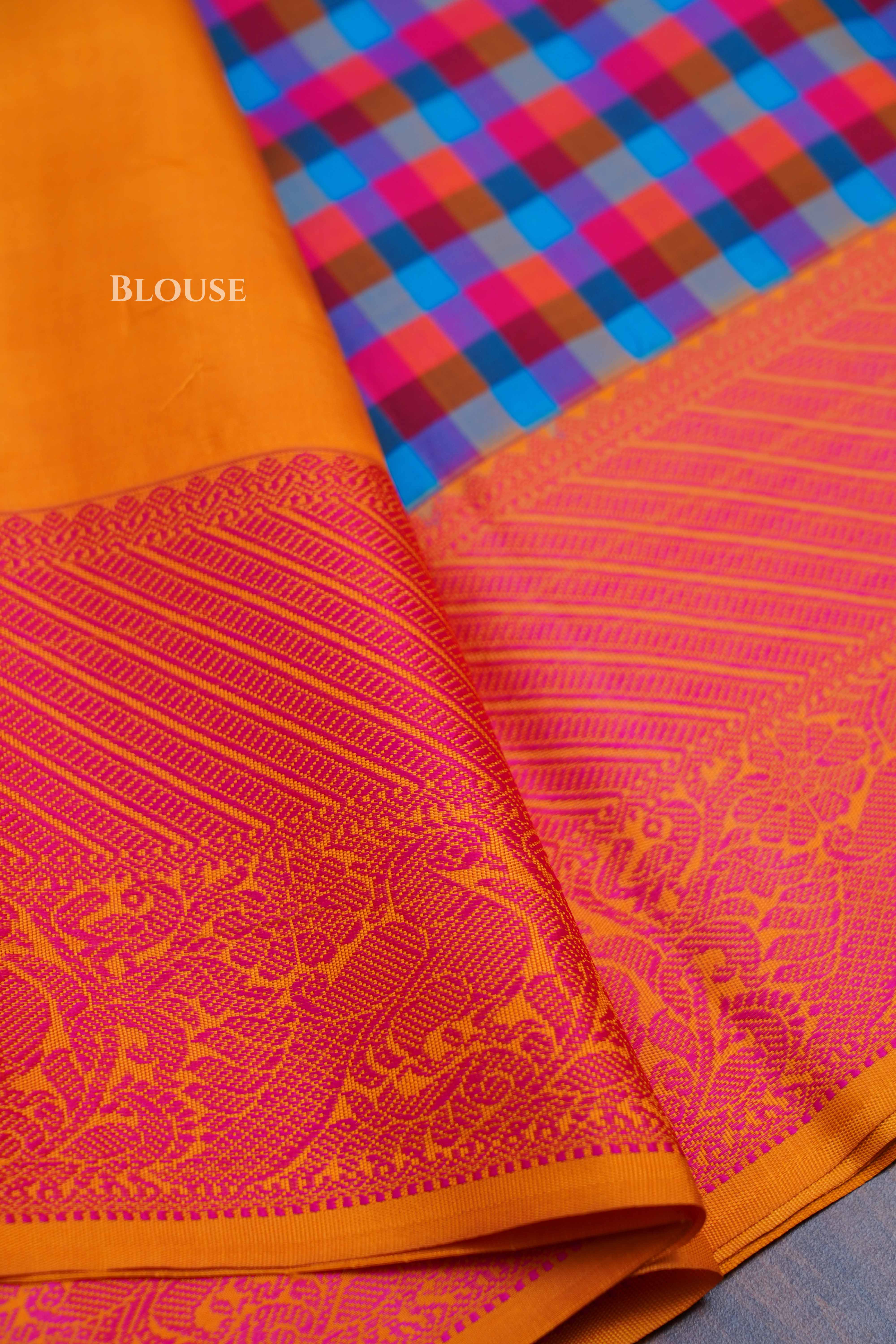 Multi Color Checked Kuravanji Silk Saree3