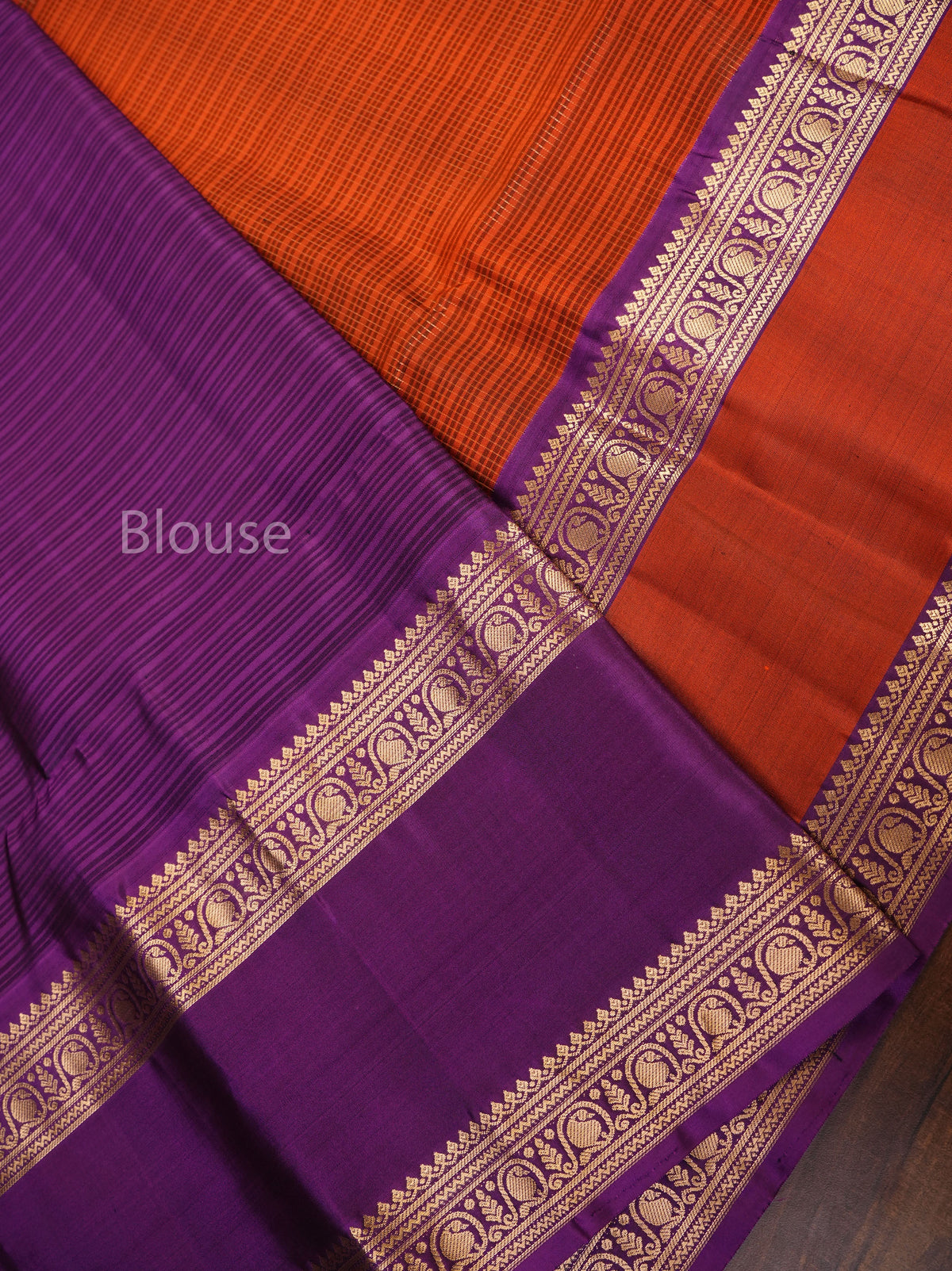 Burnt Orange Payadi Pure Soft Silk Saree