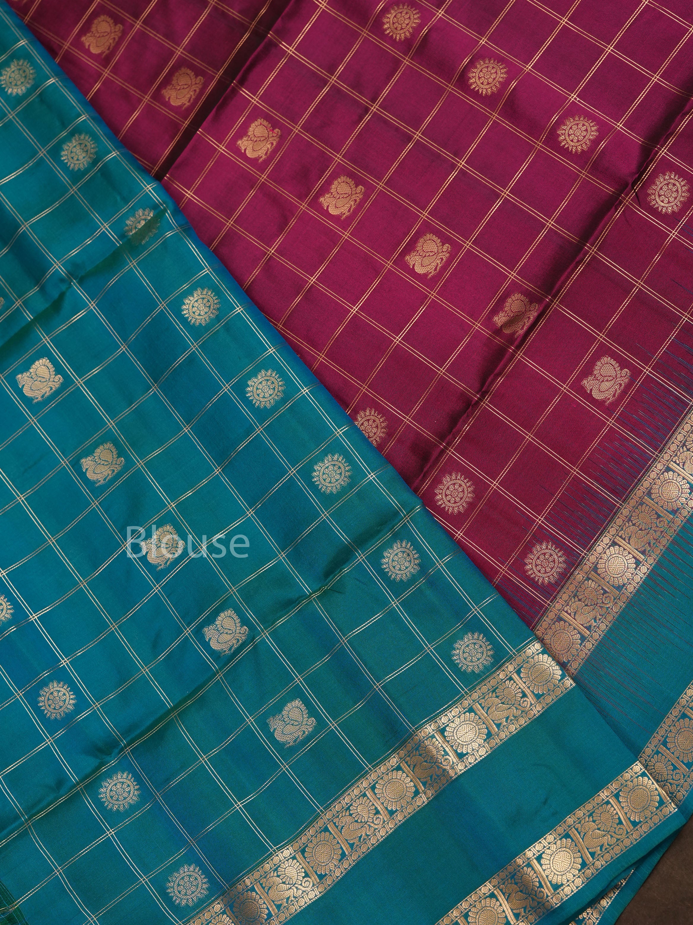 Purple With Ramar Green Pure Soft Silk Saree