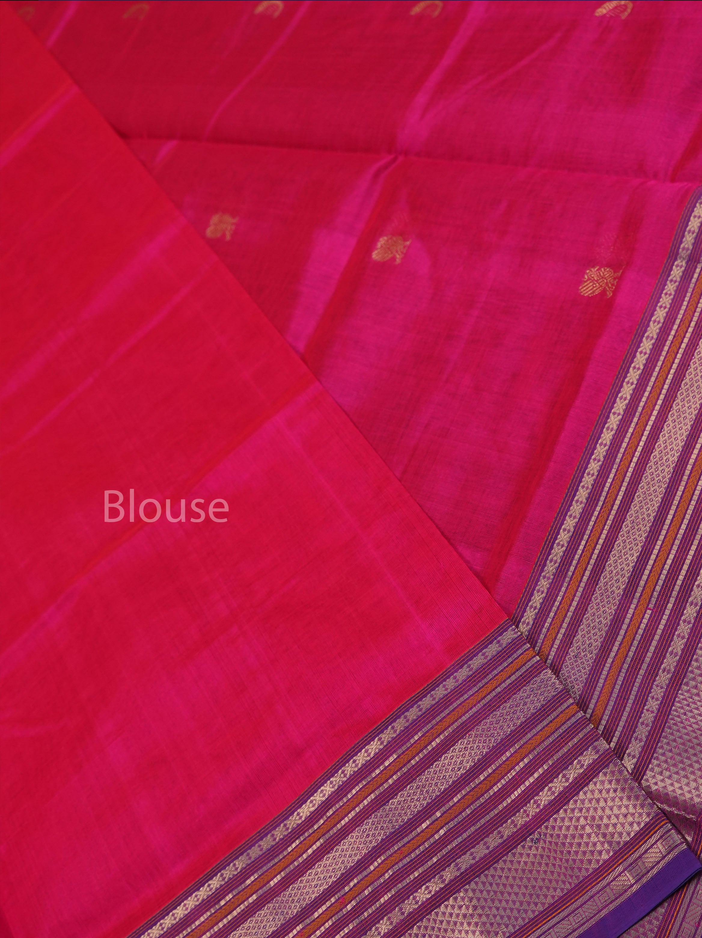 Rani Pink With Purple Chettinad Silk Cotton Saree