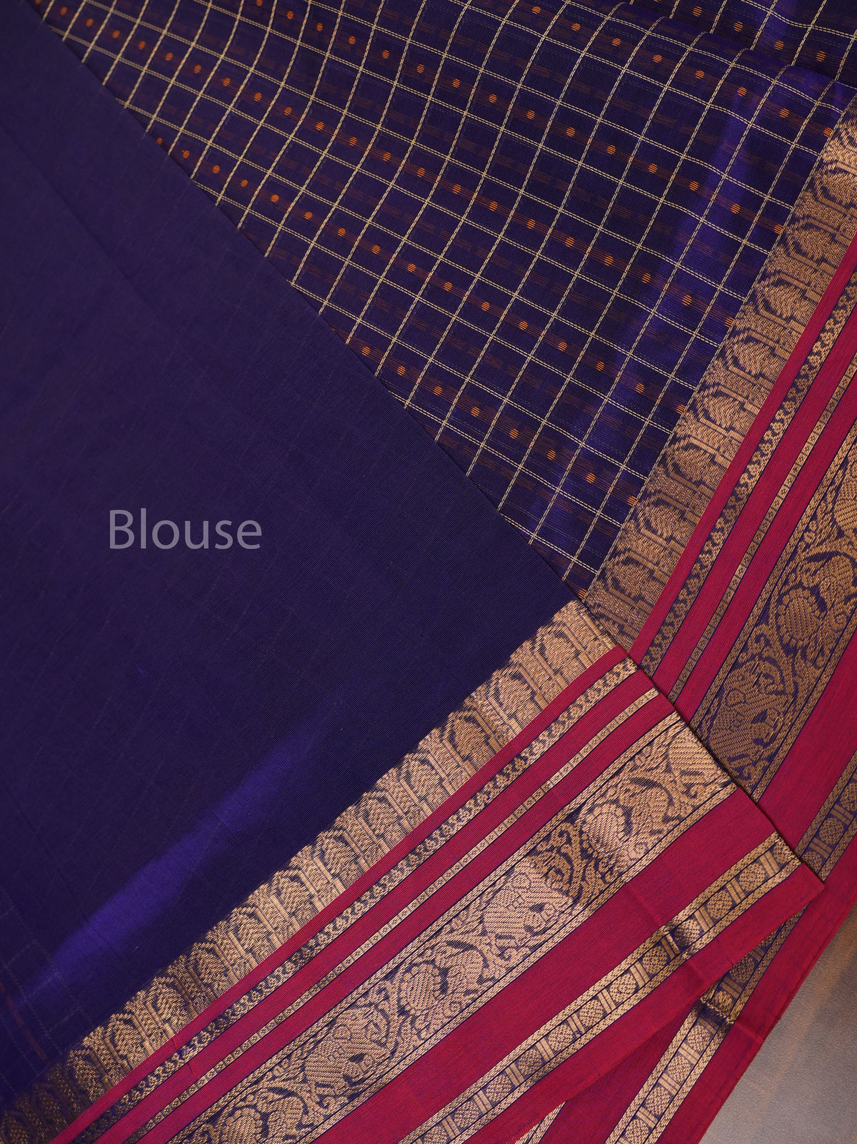 Violet With Pink Chettinad Silk Cotton Saree