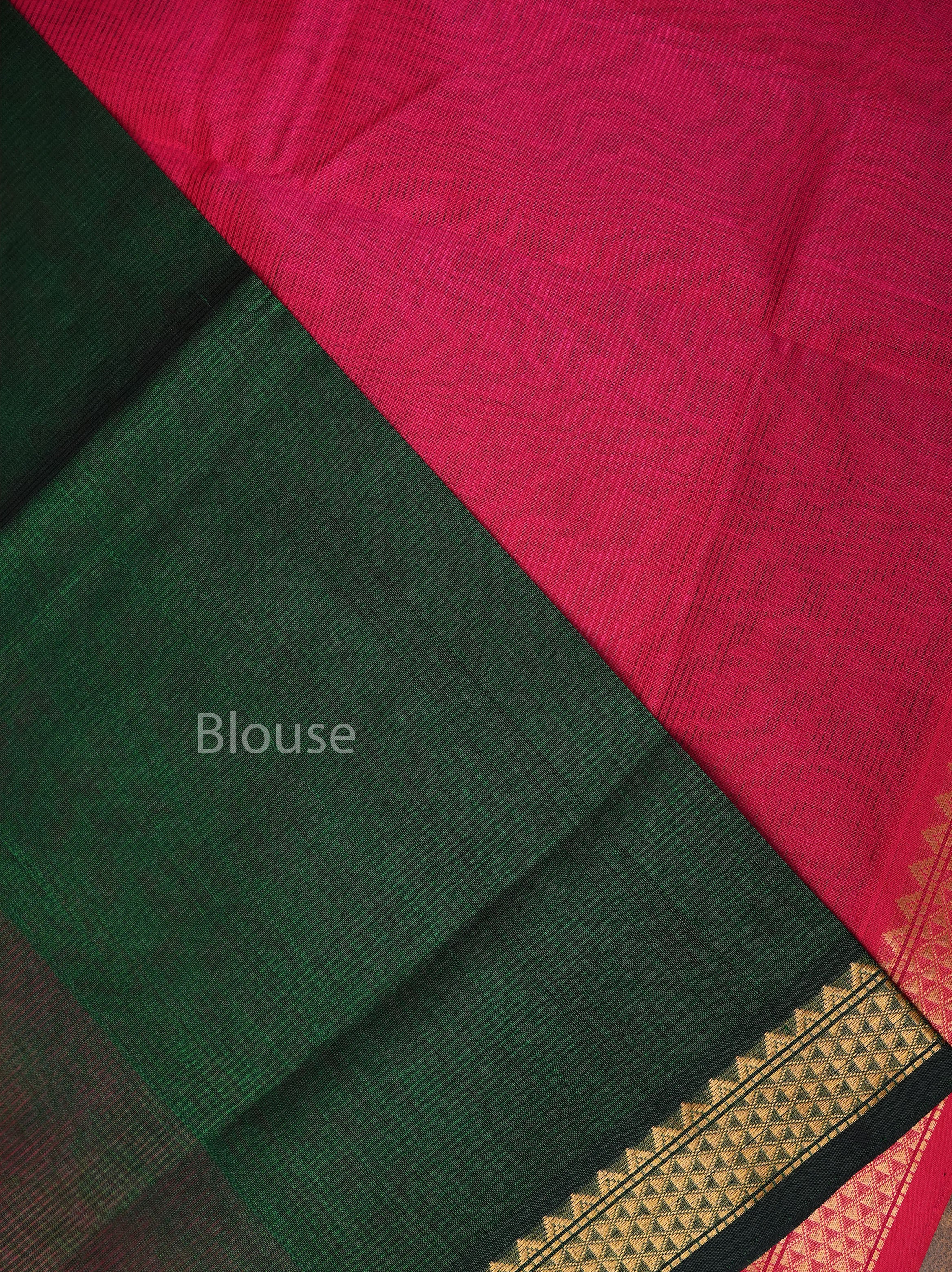 Rani Pink Small Border Pure Silk Cotton Saree