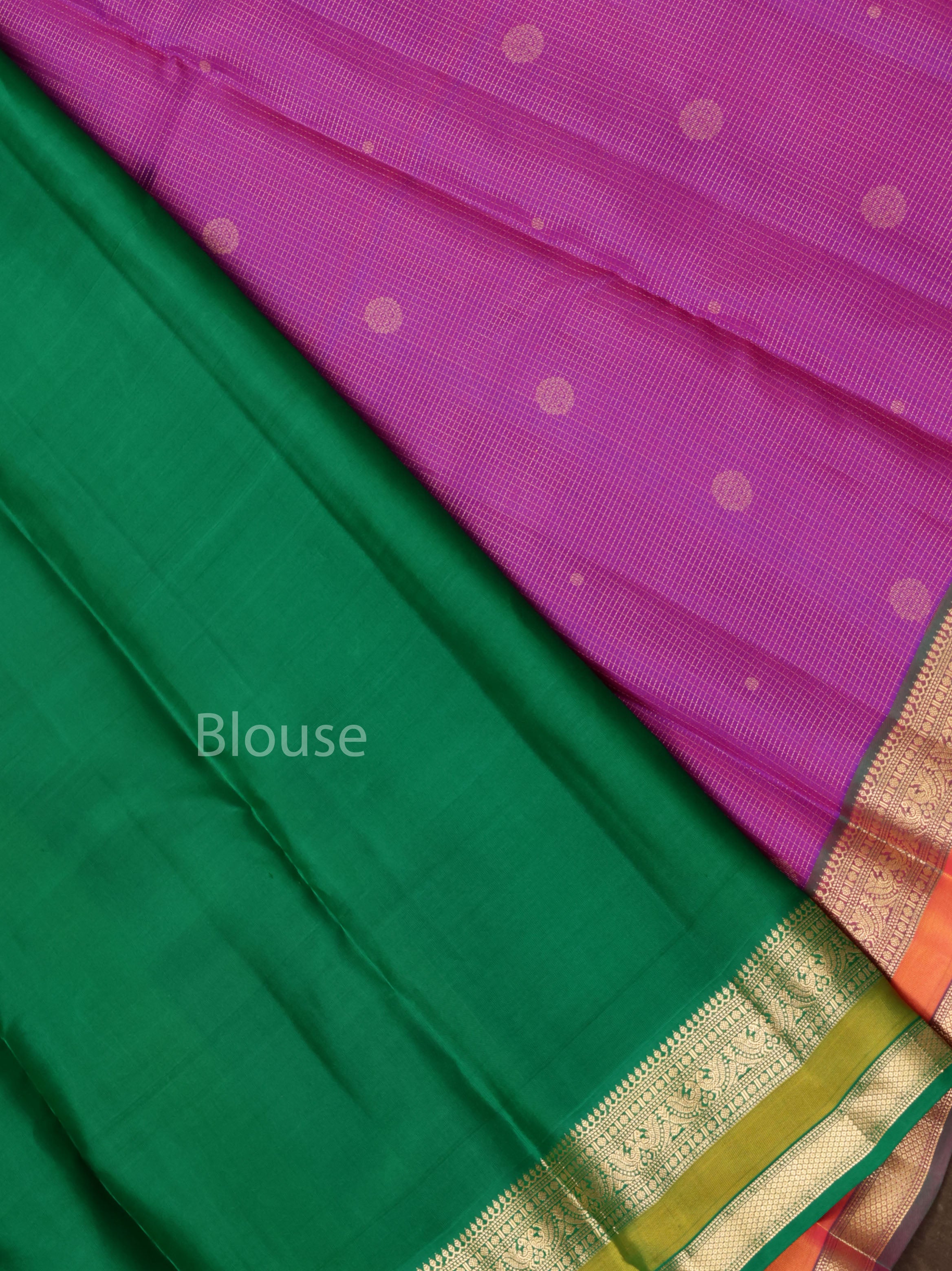 Purple With Green Pure Kanchivaram Silk Saree