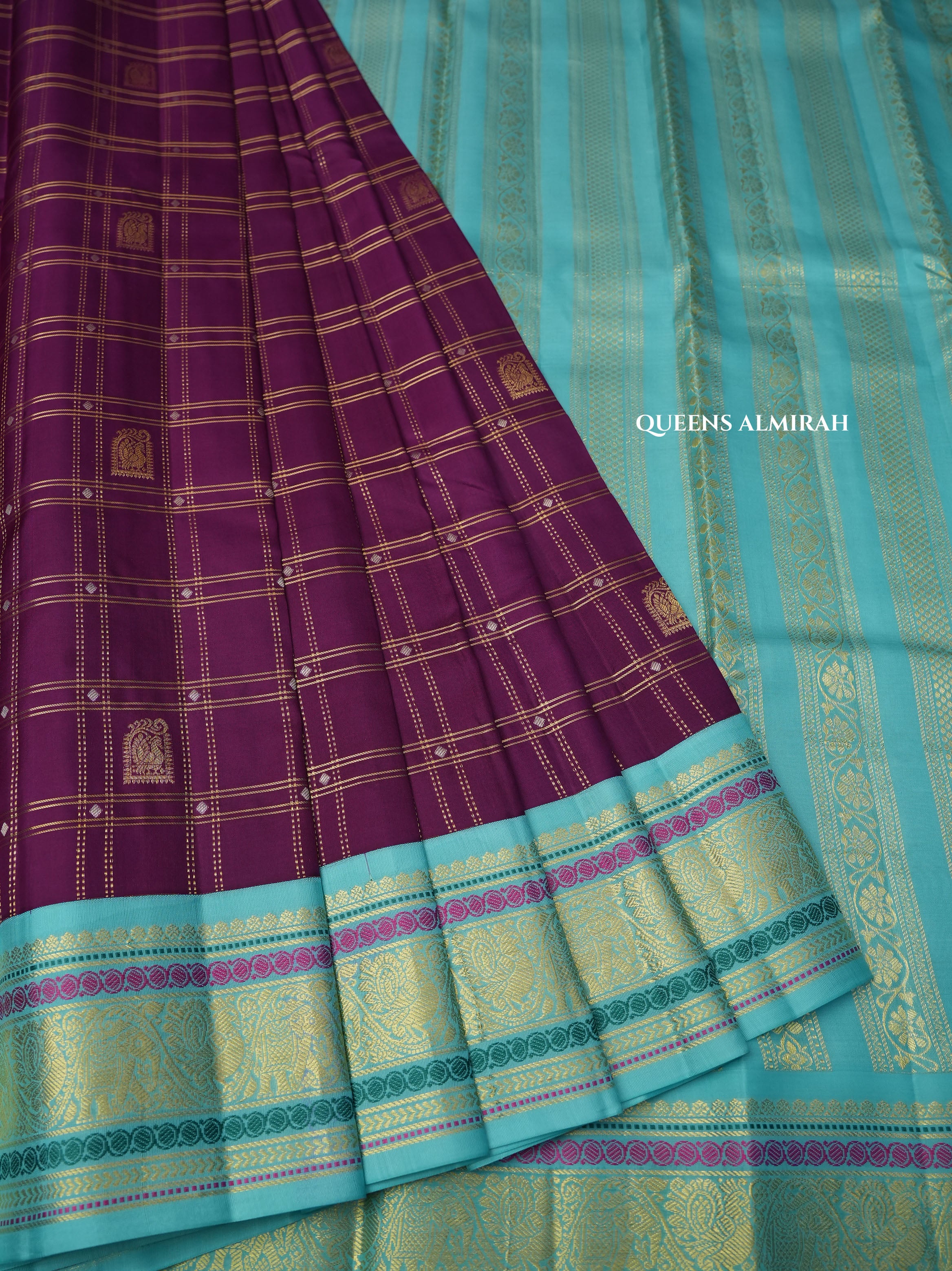 Grape Purple With Blue Pure Kanchivaram Silk Saree