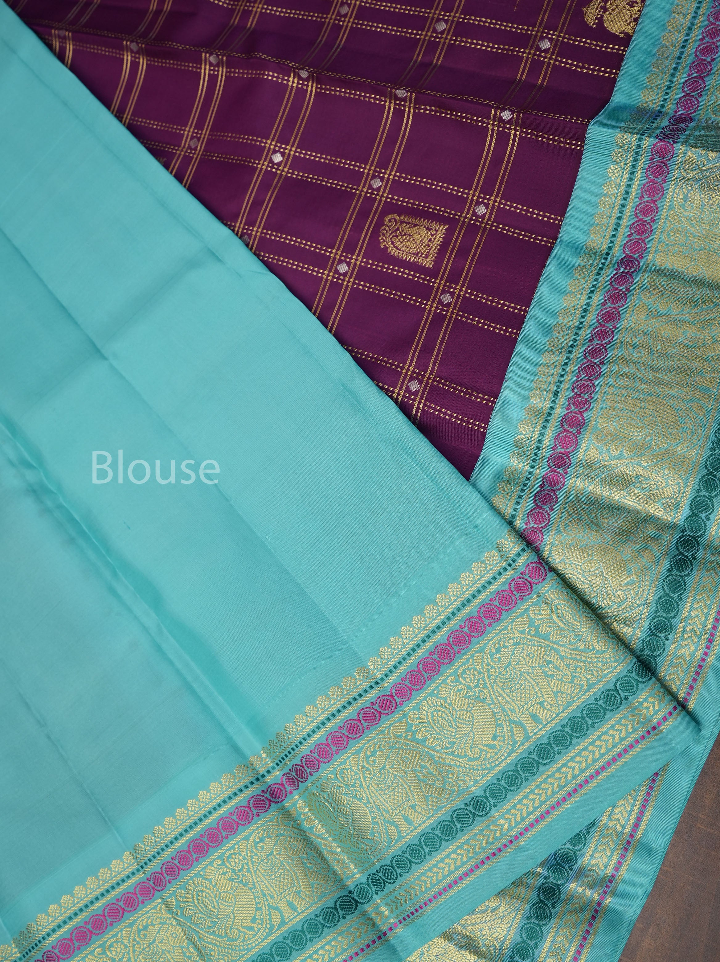 Grape Purple With Blue Pure Kanchivaram Silk Saree