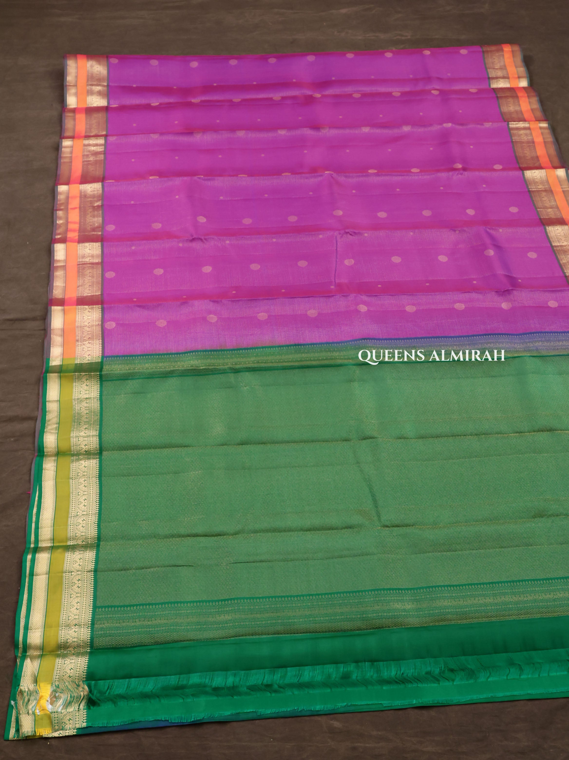 Purple With Green Pure Kanchivaram Silk Saree
