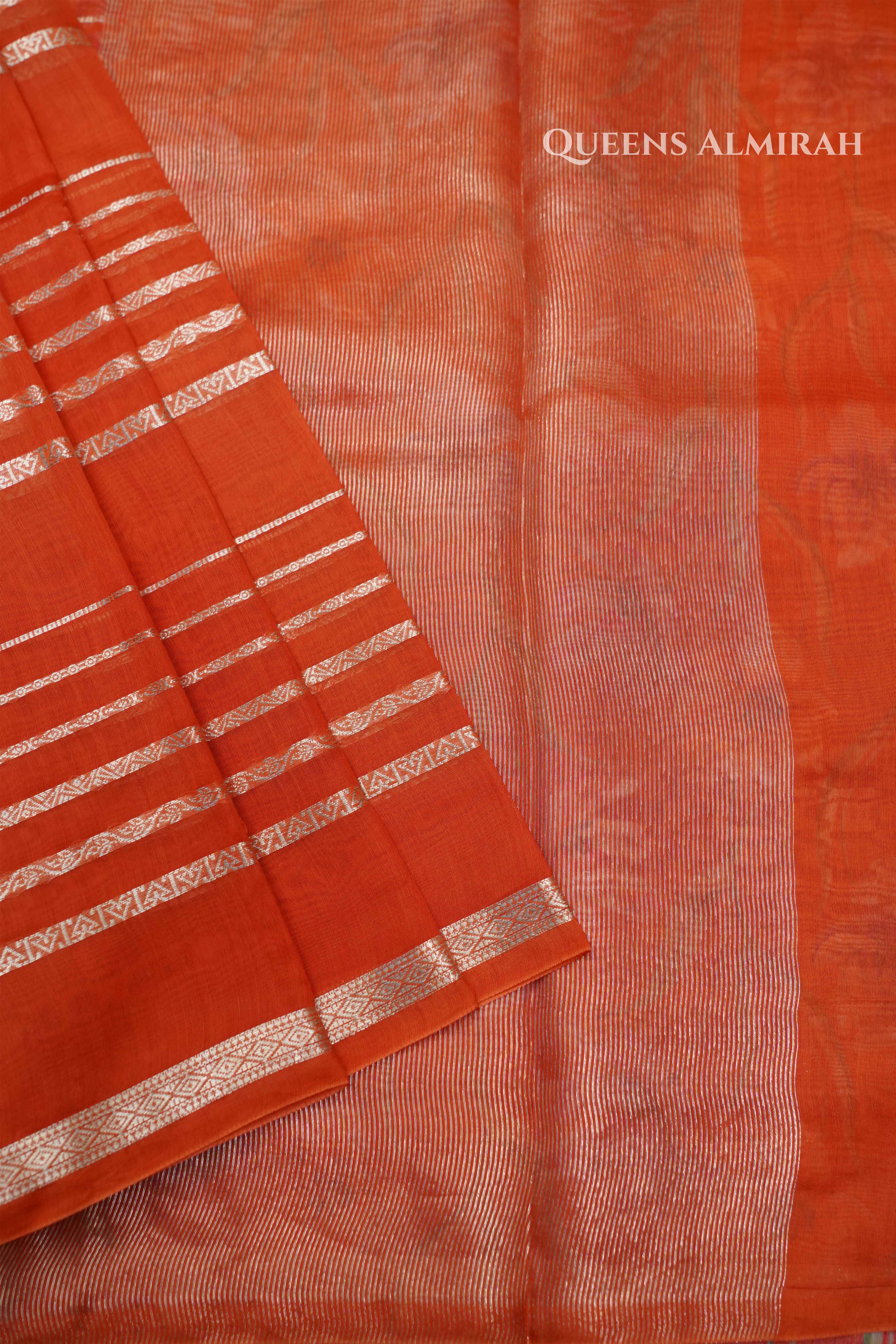 Pumpkin Orange Chanderi Silk Cotton Saree