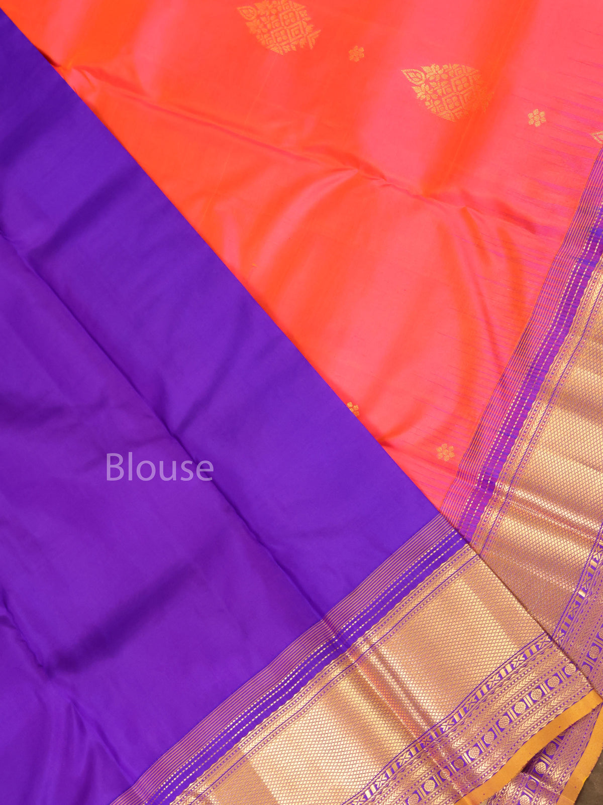 Pink With Purple Pure Kanchivaram Silk Saree