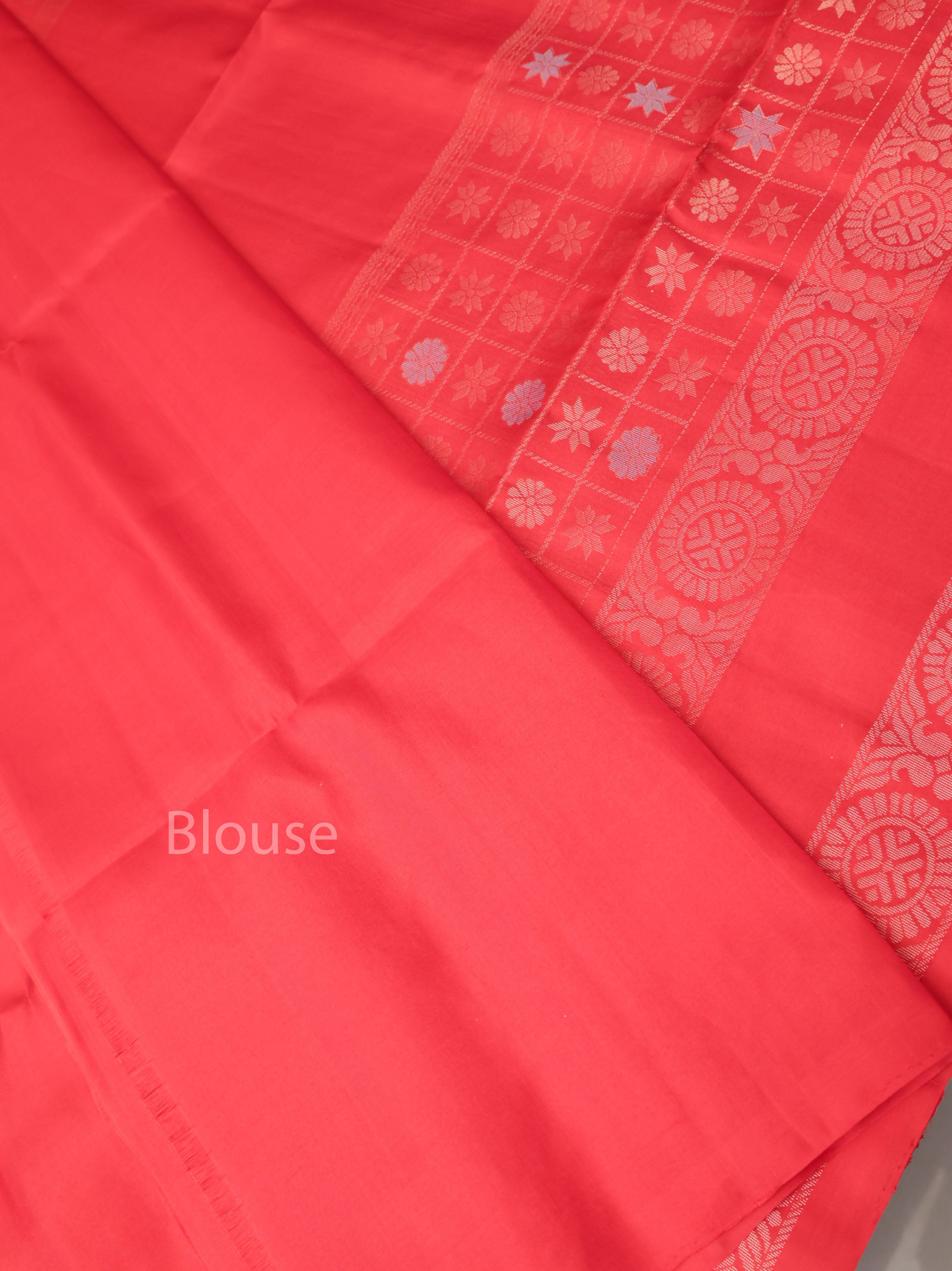 Red Athangudi Inspired Pure Soft Silk Saree