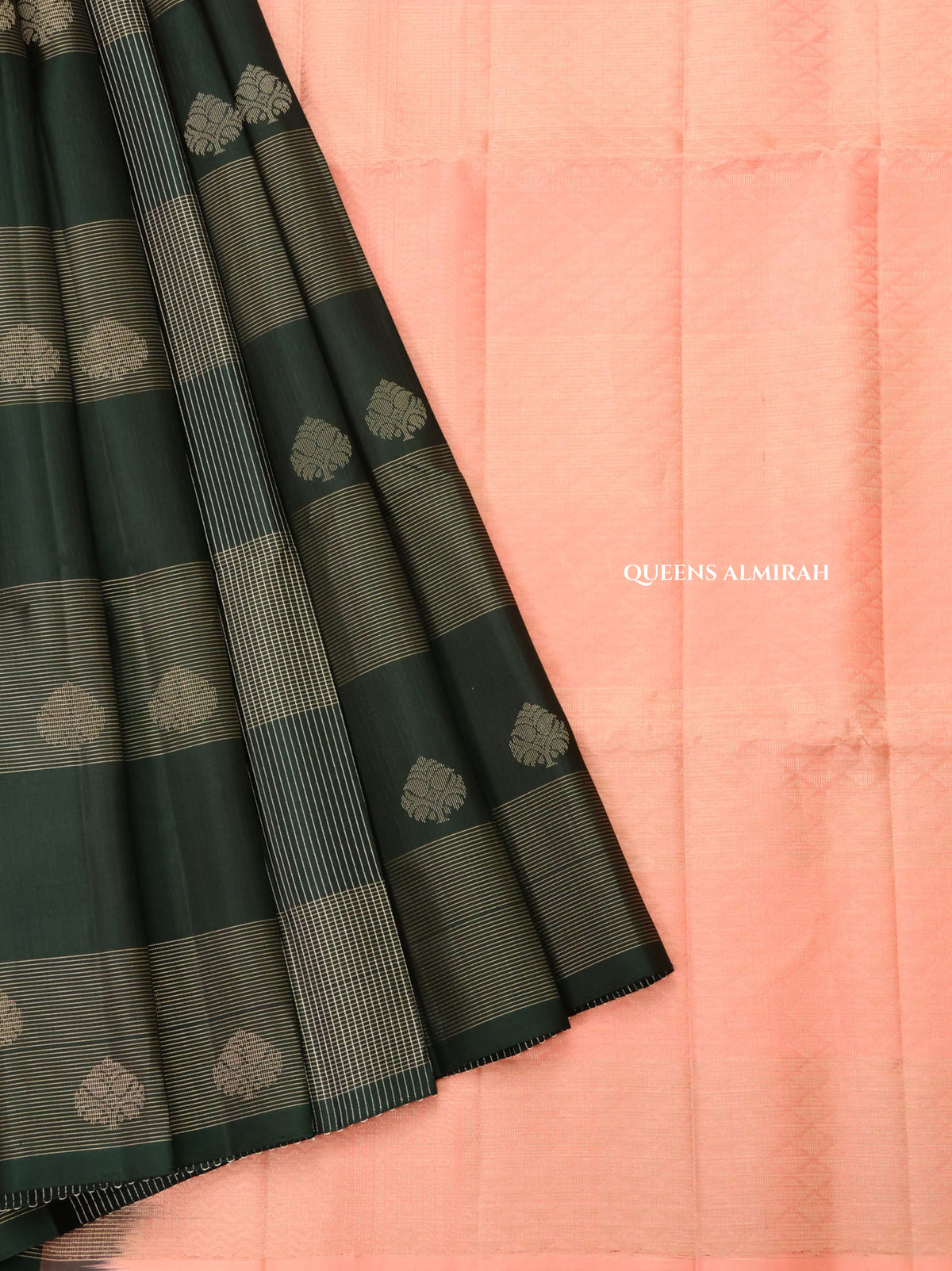 Dark Green Vairaoosi Kattam Pure Soft Silk Saree