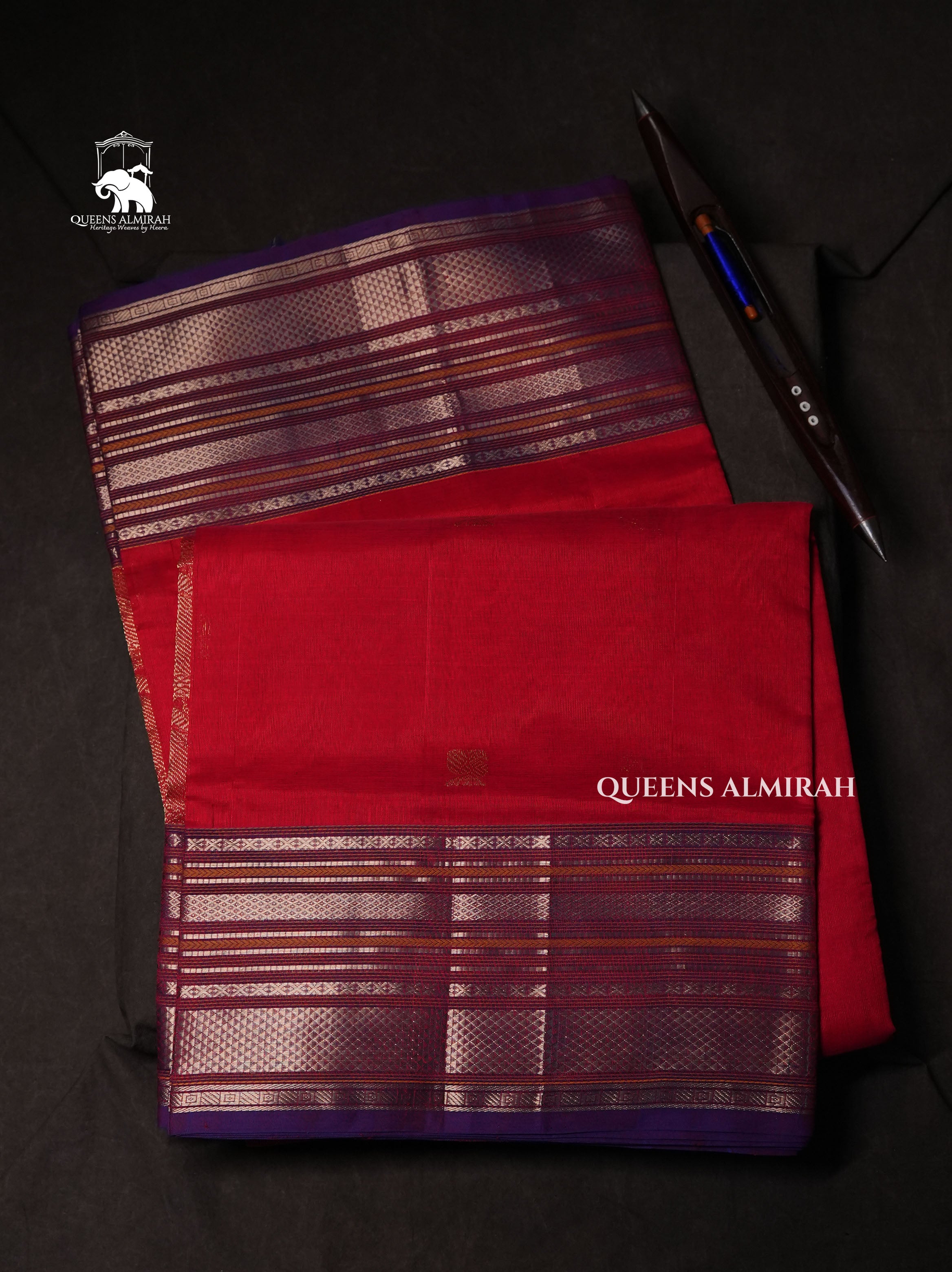 Chilly Red With Purple Chettinad Silk Cotton Saree