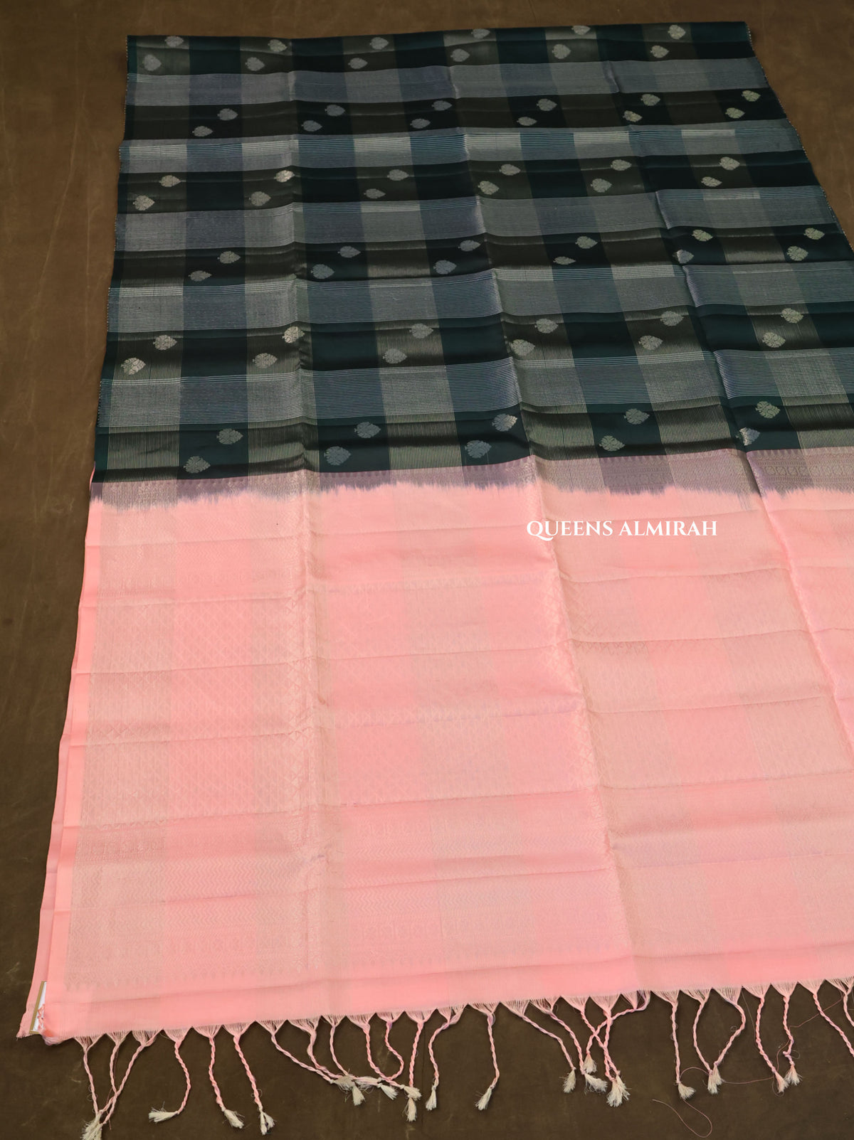 Dark Green Vairaoosi Kattam Pure Soft Silk Saree