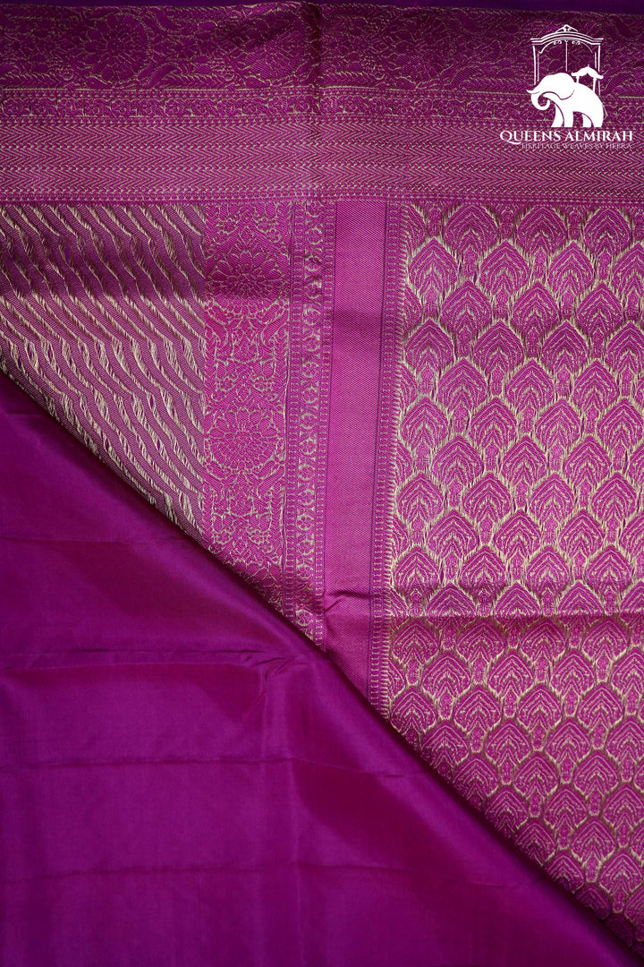MULLED WINE WITH WOVEN BORDER SOFT SILK SAREE - Queens Jewel Emporium