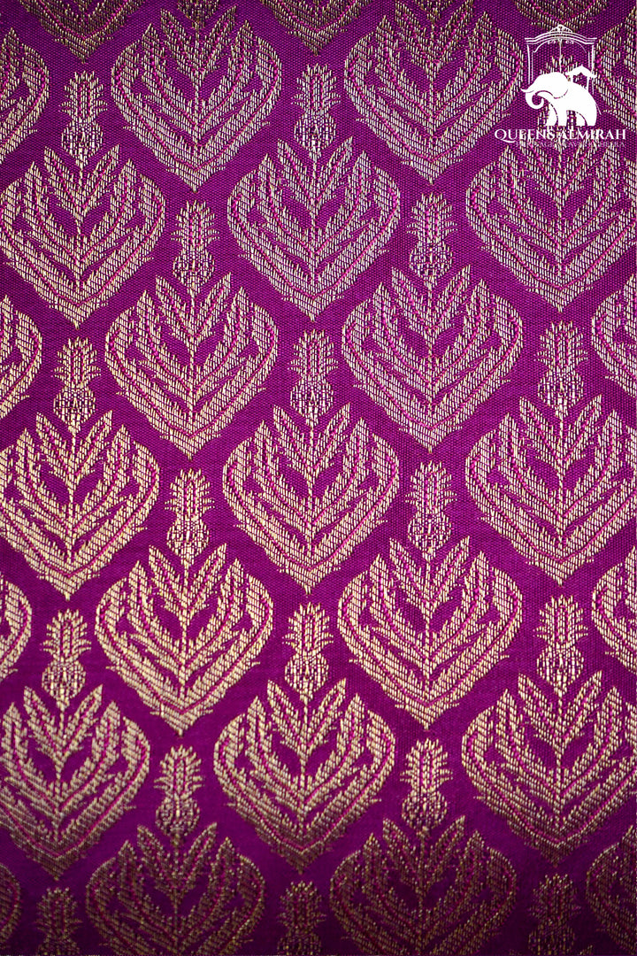 MULLED WINE WITH WOVEN BORDER SOFT SILK SAREE - Queens Jewel Emporium