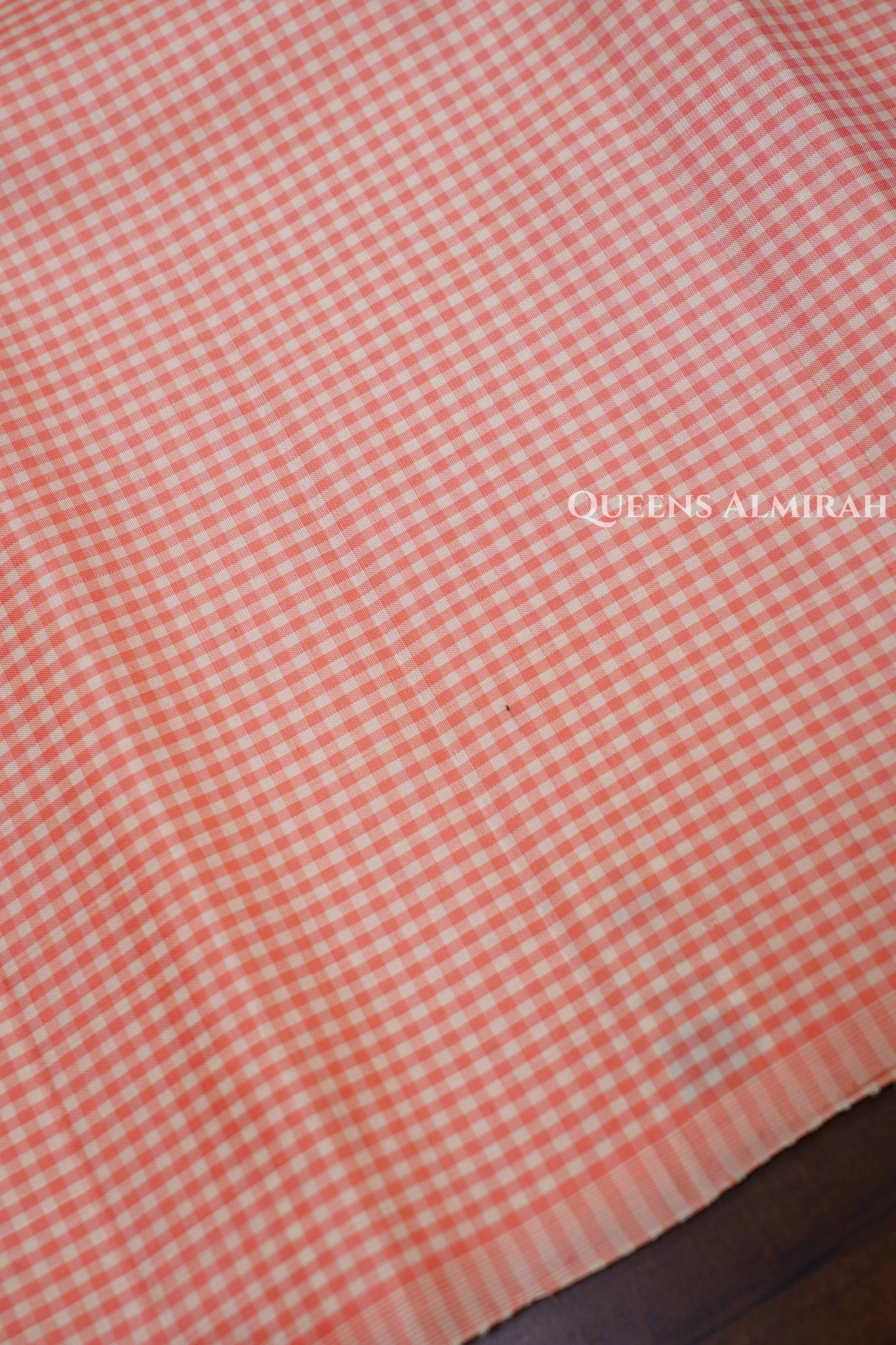 Peach Orange With Purple Pure Soft Silk Saree