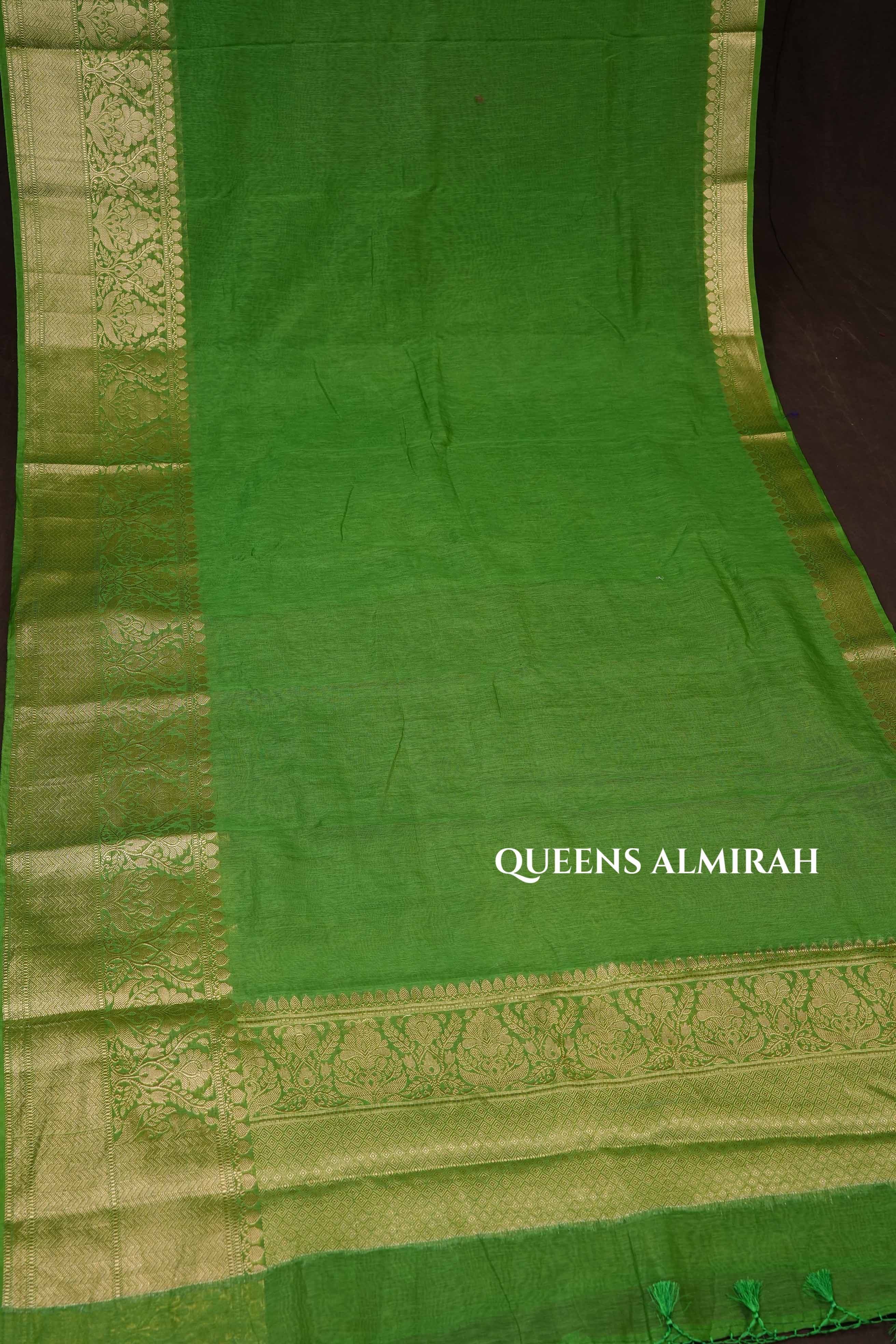 Green Banarasi Linen Saree