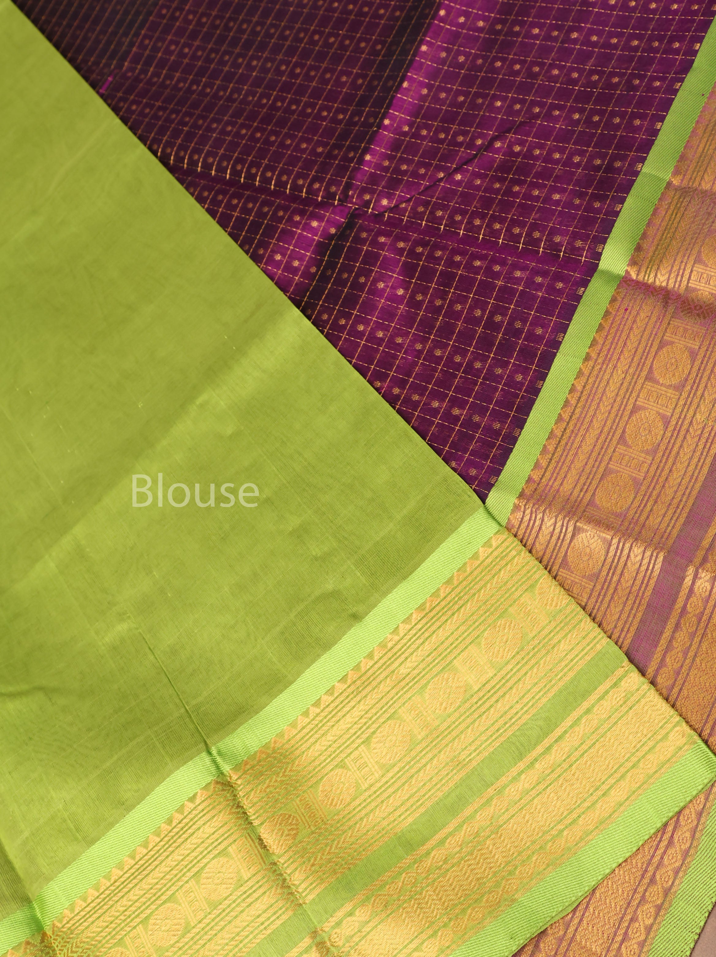 Purple With Green Pure Silk Cotton Saree
