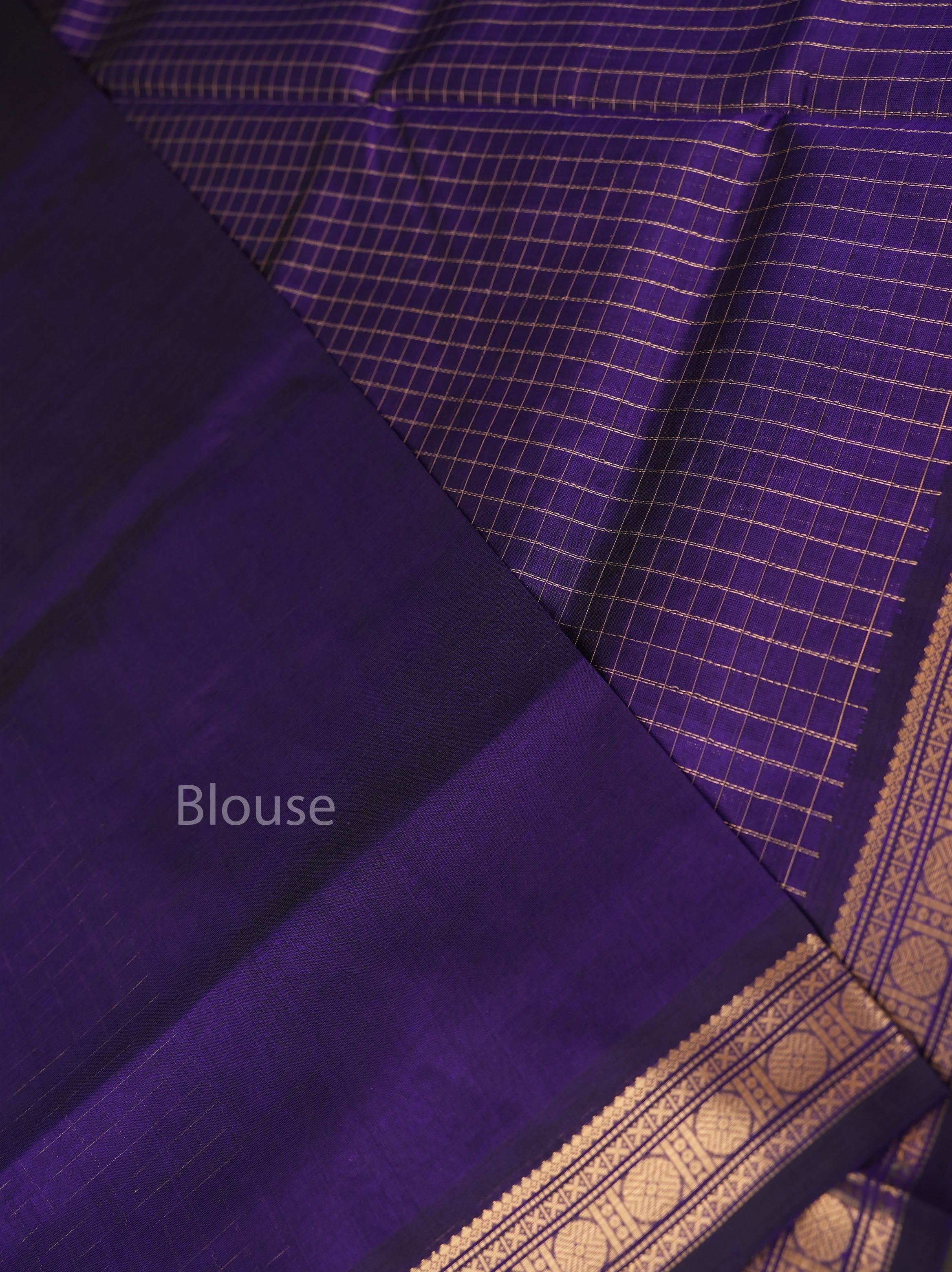 Dark Indigo Chettinad Silk Cotton Saree