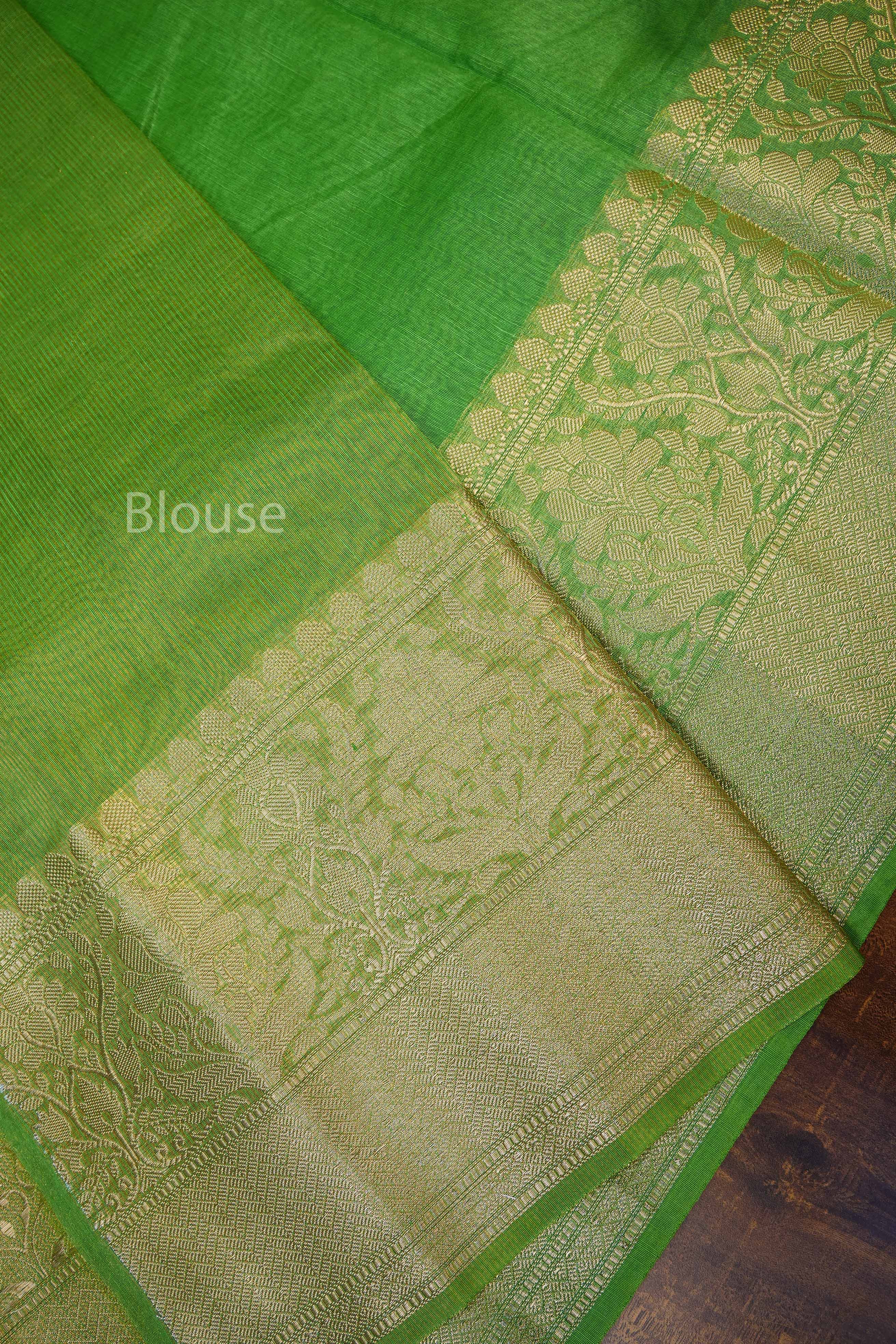 Green Banarasi Linen Saree