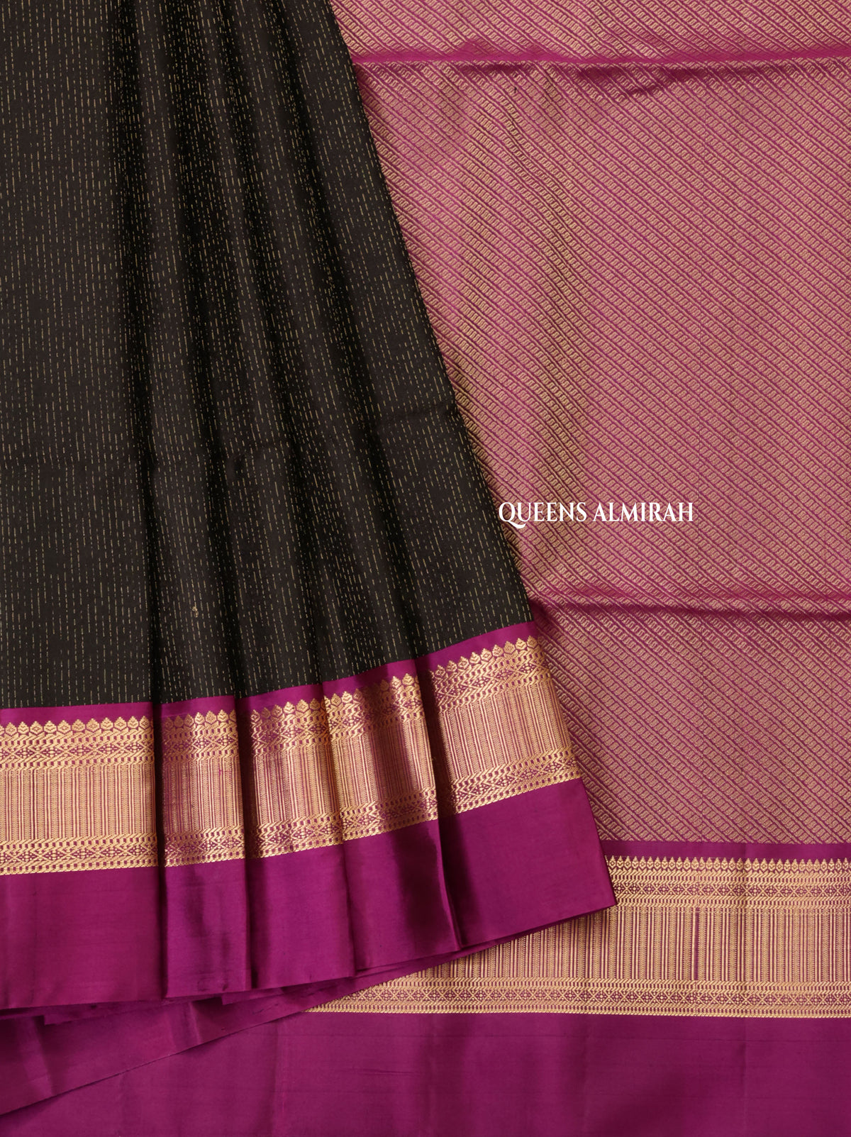 Black With Purple Pure Soft Silk Saree