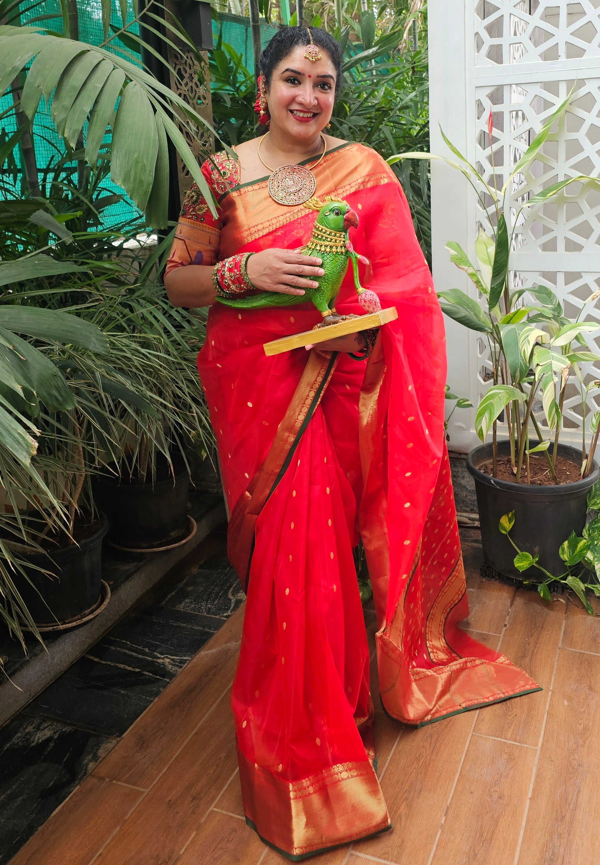 Red - Traditional Chanderi Katan Silk Handloom Saree