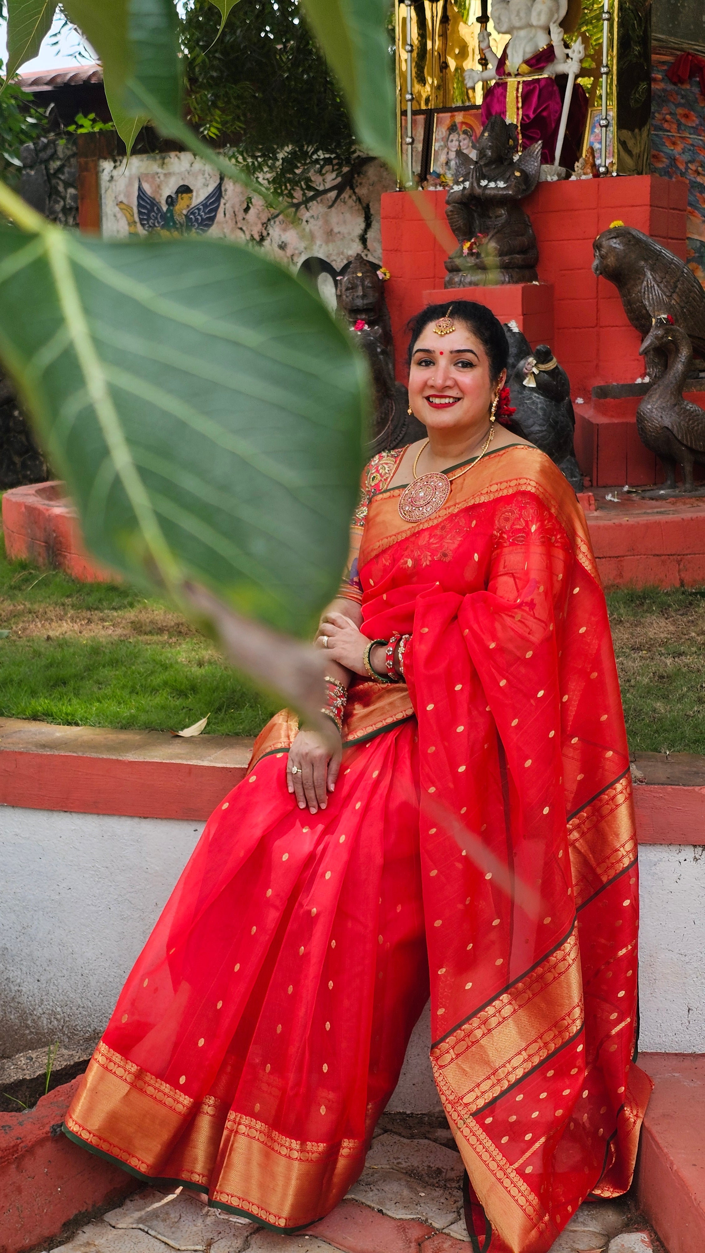Red - Traditional Chanderi Katan Silk Handloom Saree