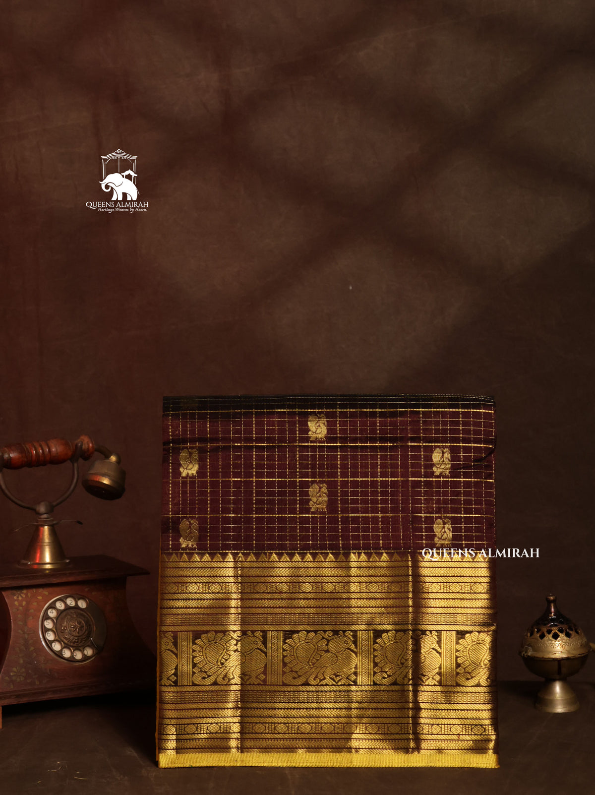 Brown With Green Pure Silk Cotton Saree
