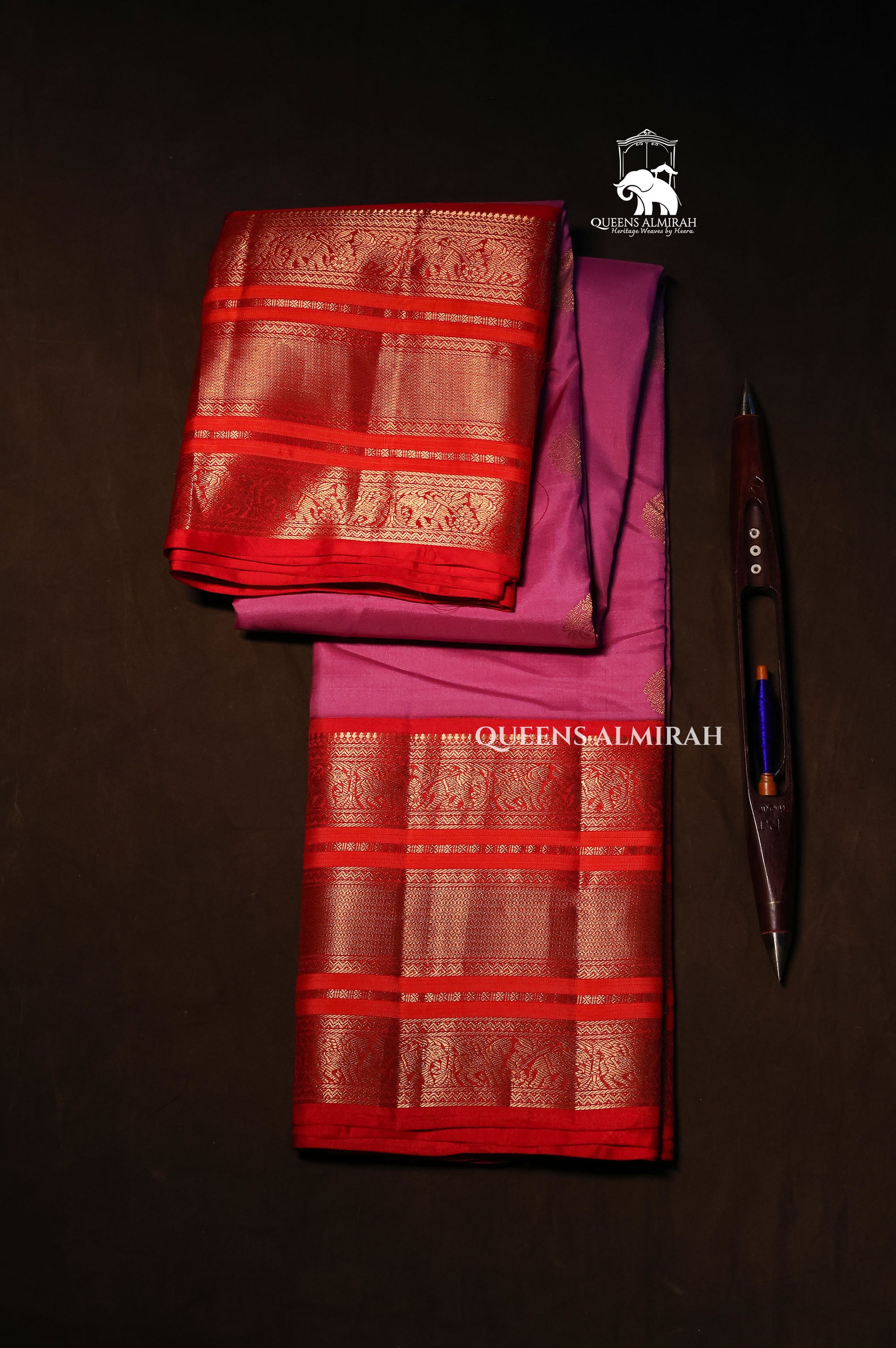 Rose Milk Pink With Red Pure Kanchivaram Silk Saree