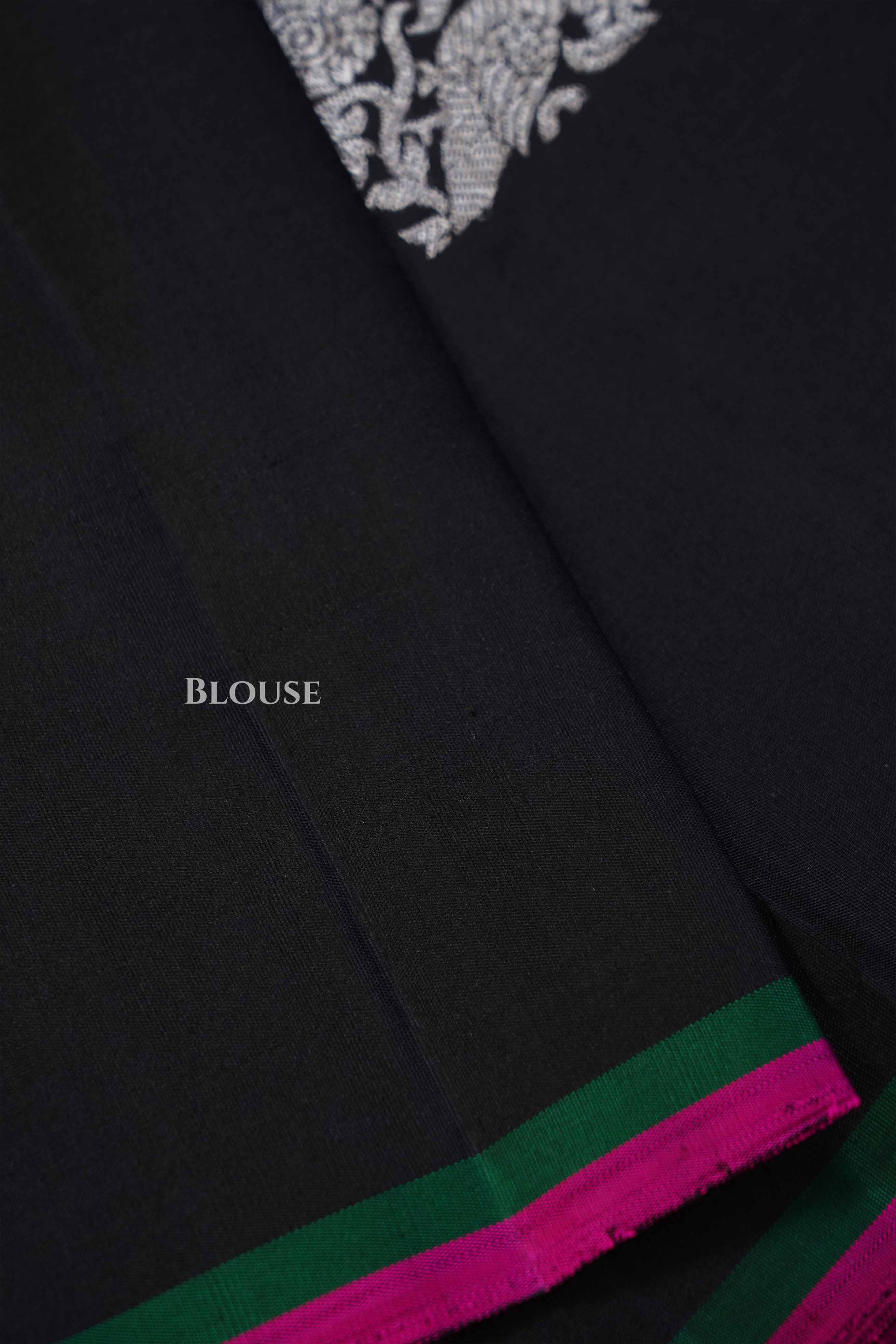 Black Striped Vanasingaram Pure Kanchivaram Silk Saree