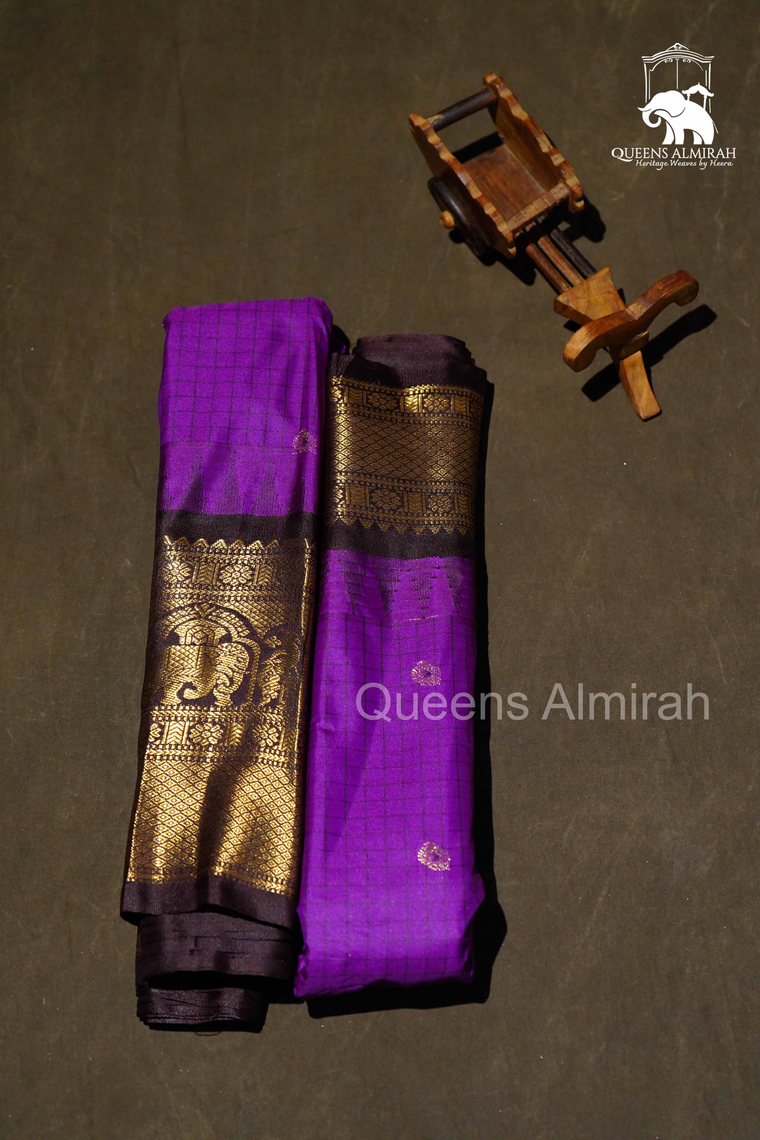 Vadamalli Purple Kattam Semi Gadwal Silk Saree
