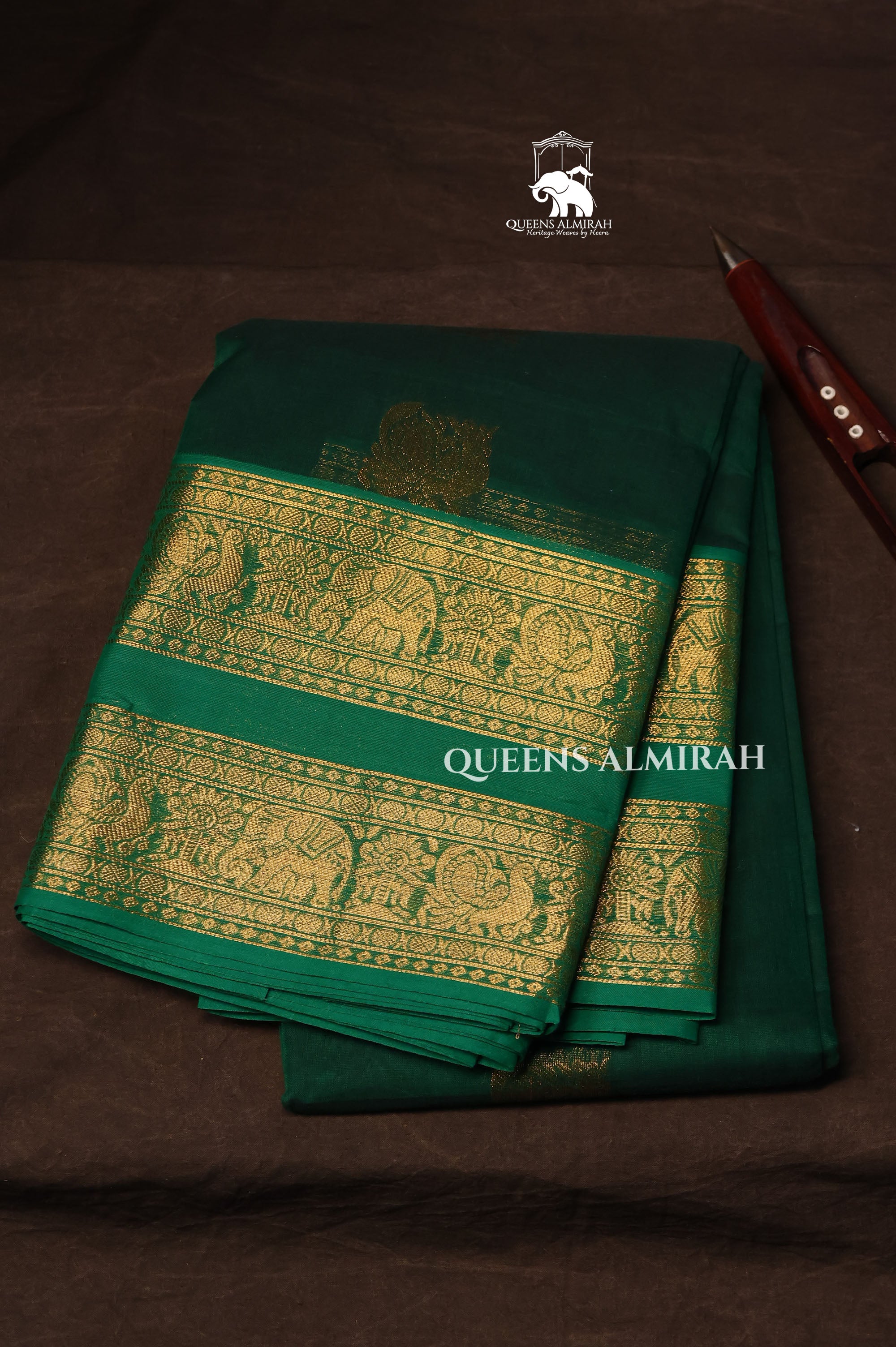 Dark Green Kanchi Cotton Saree