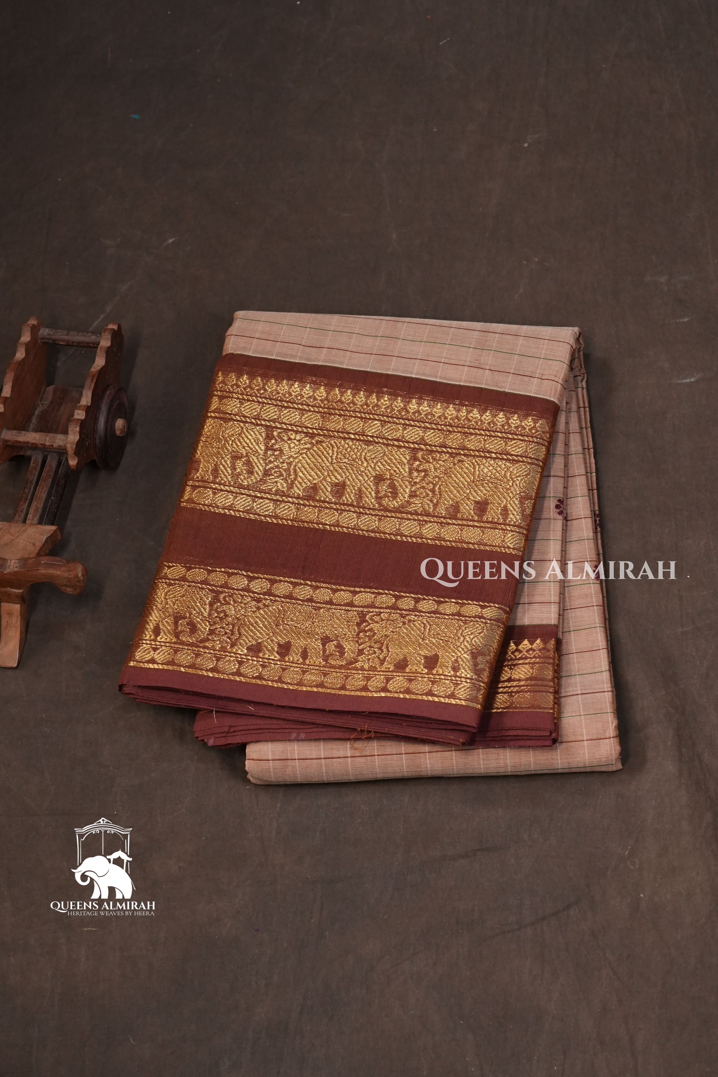 Beige With Brown Kanchi Cotton Saree
