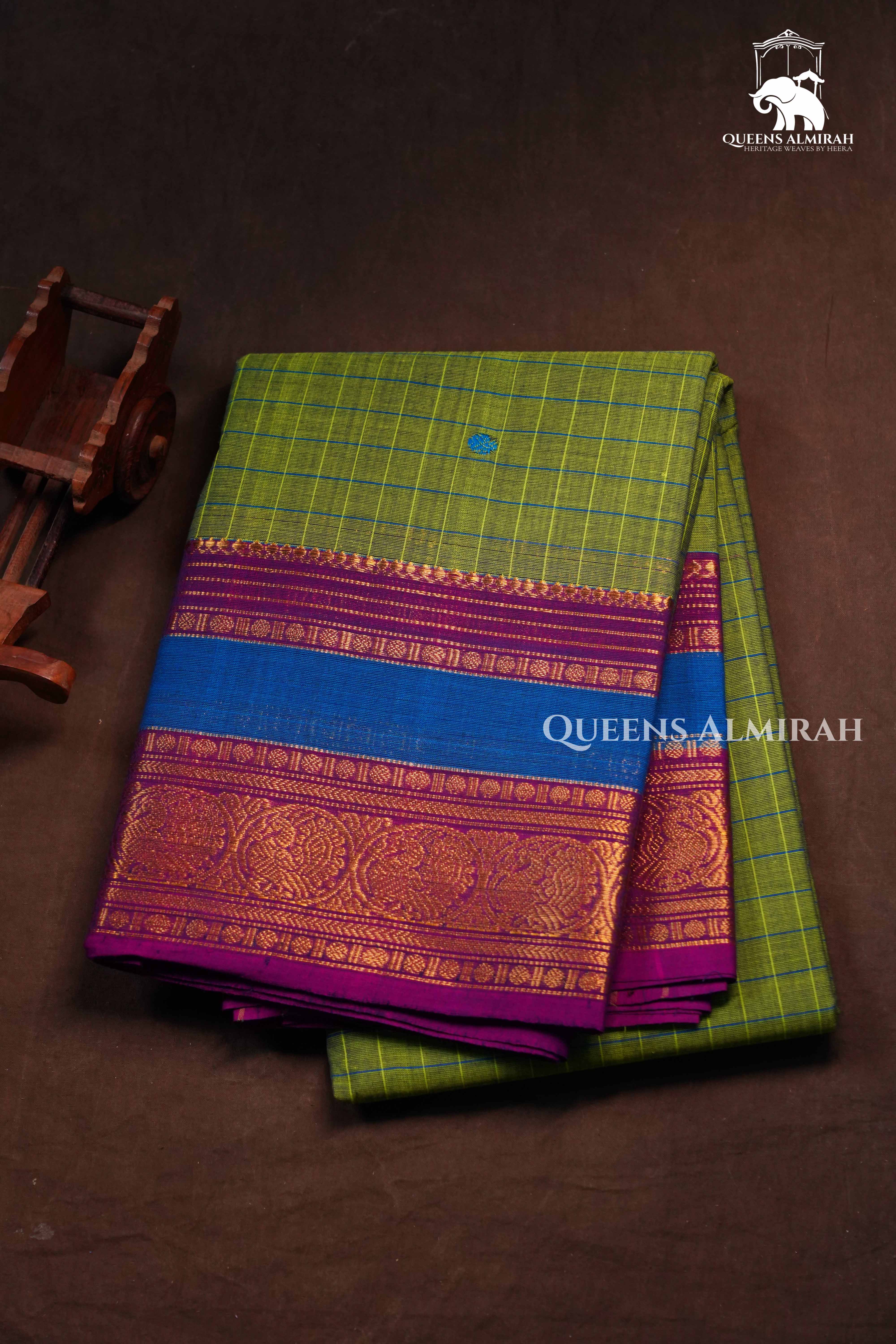Avocado Green Kanchi Cotton Saree
