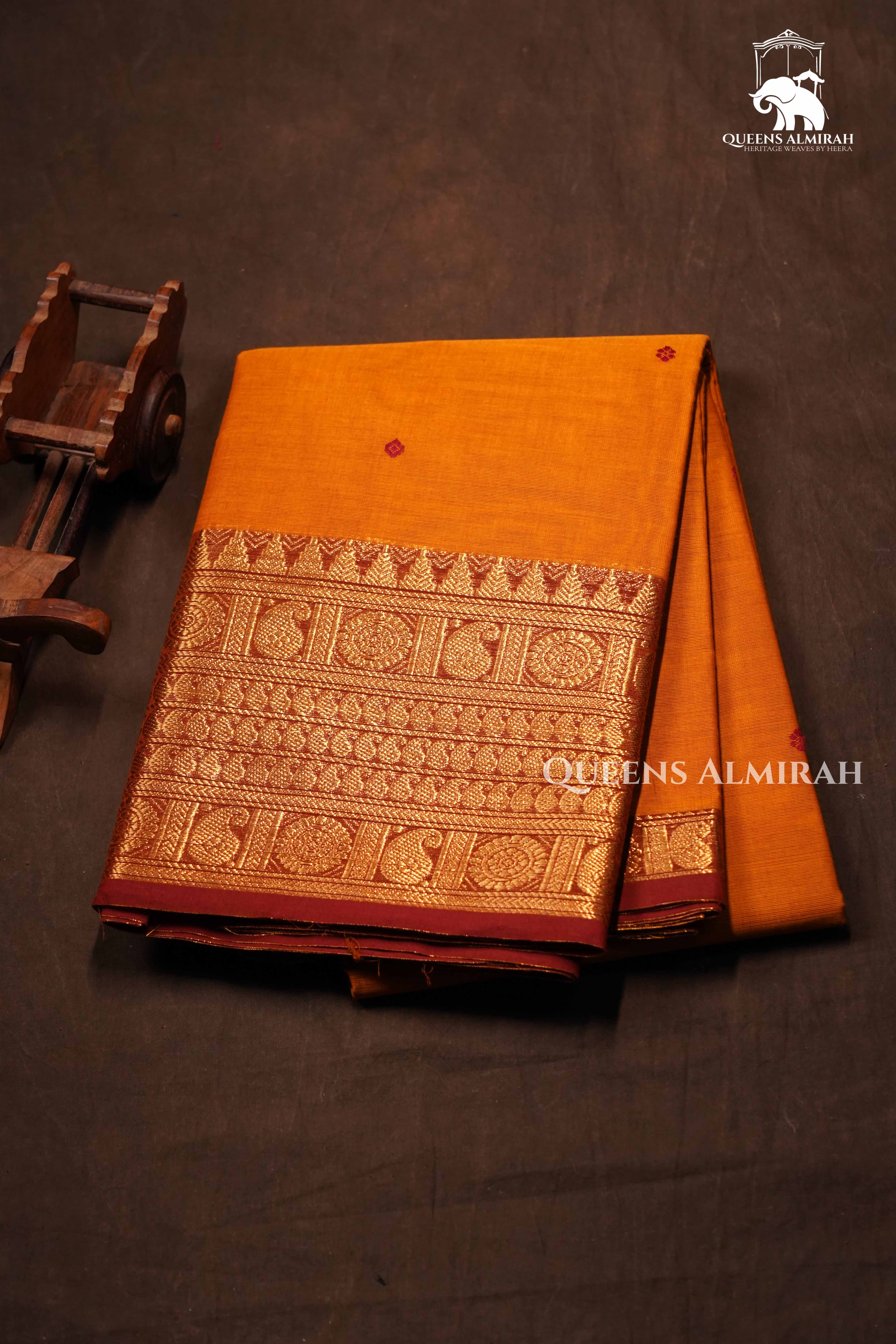 Papaya Orange Kanchi Cotton Saree